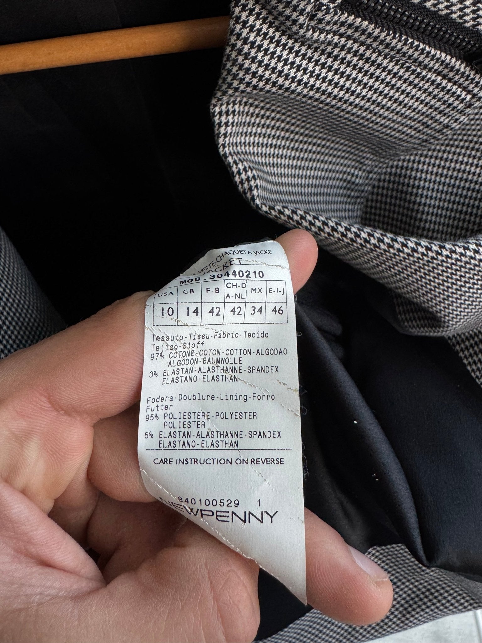 🖤 Blazer Y2K Pennyblack Houndstooth Pattern – EU 42 (L) - anbracaminte