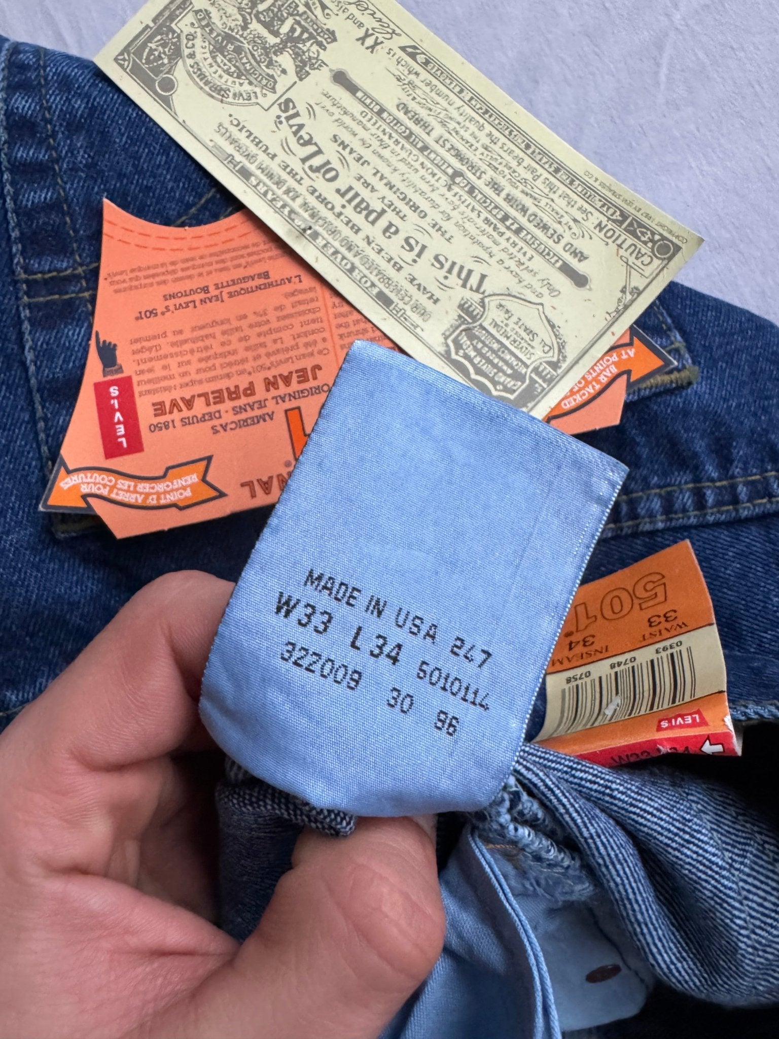 🧵 Blugi Levi’s 501 din 1996 – Deadstock, Noi cu Etichetă ( Mărimi : 34 x 34 si 32 x 34 ) - anbracaminte