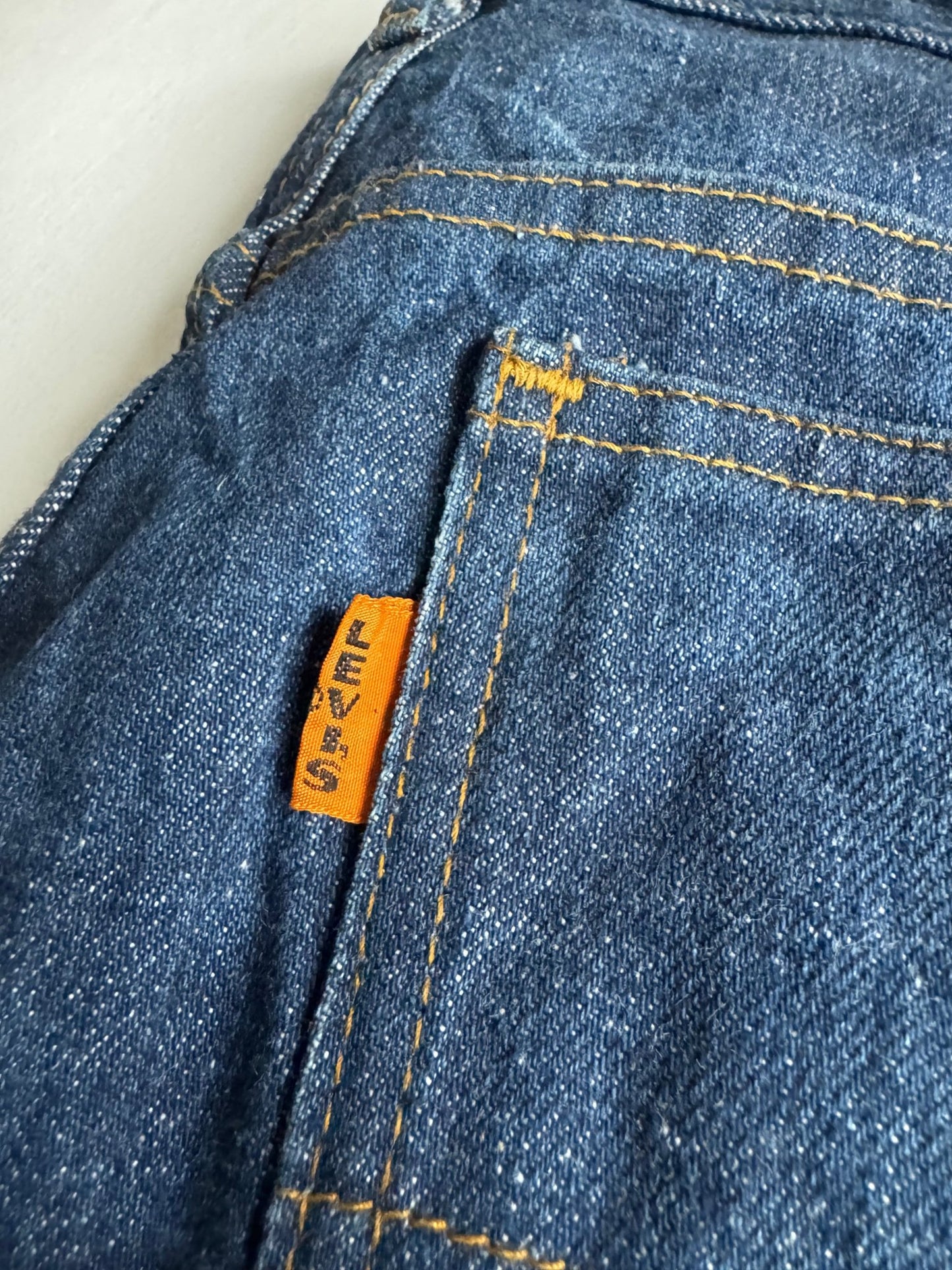 👖 Blugi vintage Levi’s 602 Big E / 1975 - Made in France - anbracaminte