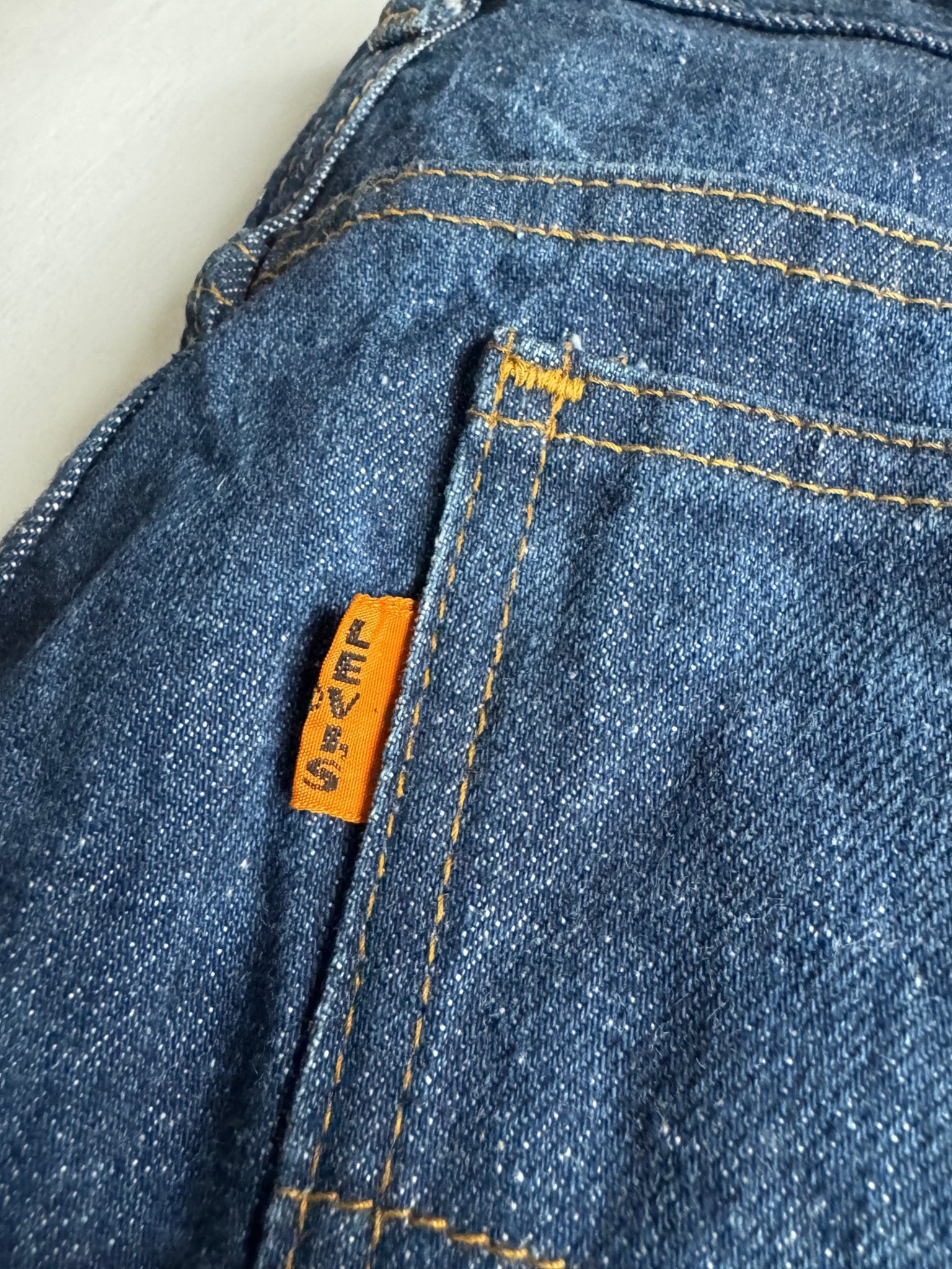 👖 Blugi vintage Levi’s 602 Big E / 1975 - Made in France - anbracaminte