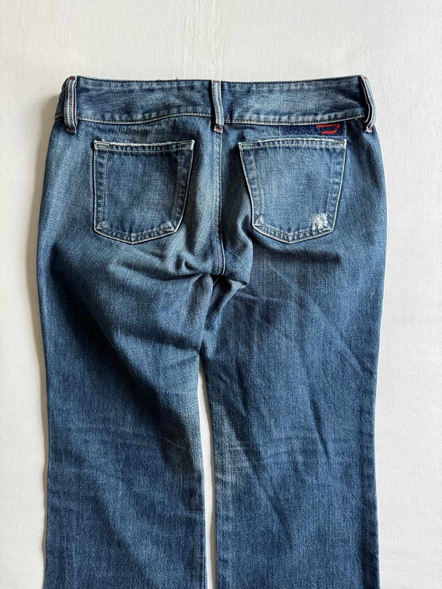 👖 Blugi Y2K Diesel Hush pentru femei – low waist, bootcut, mărimea US 28, Made in Italy - anbracaminte