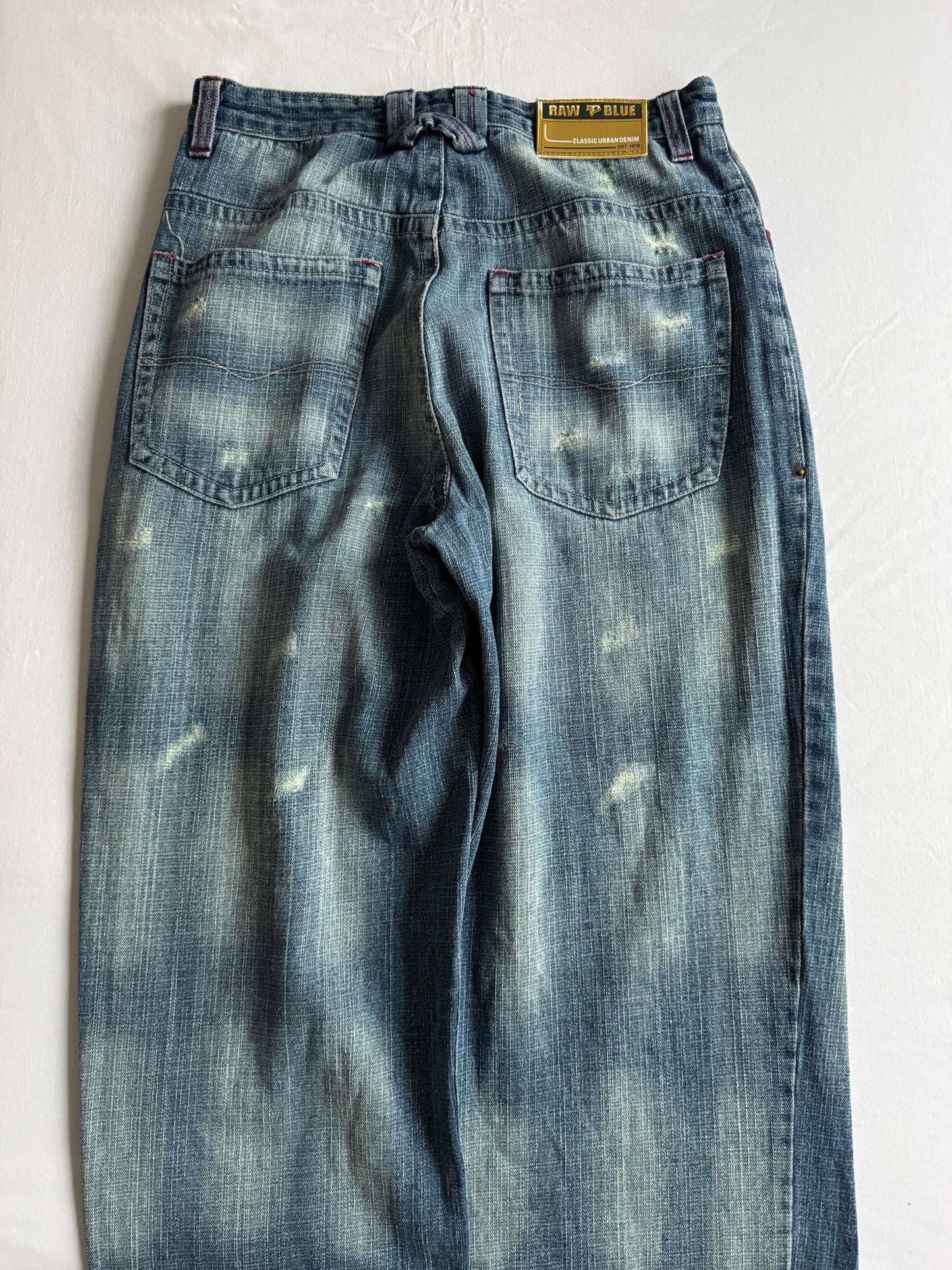 👖 Blugi Y2K Raw Blue Light Wash – Baggy Fit – W32 x L32 - anbracaminte