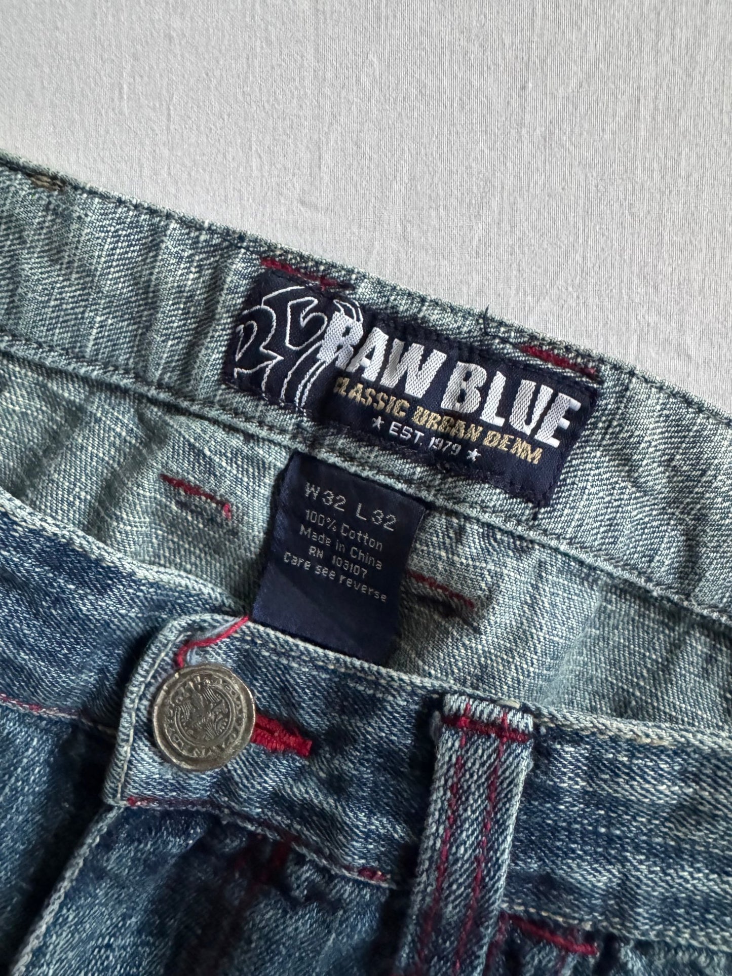 👖 Blugi Y2K Raw Blue Light Wash – Baggy Fit – W32 x L32 - anbracaminte