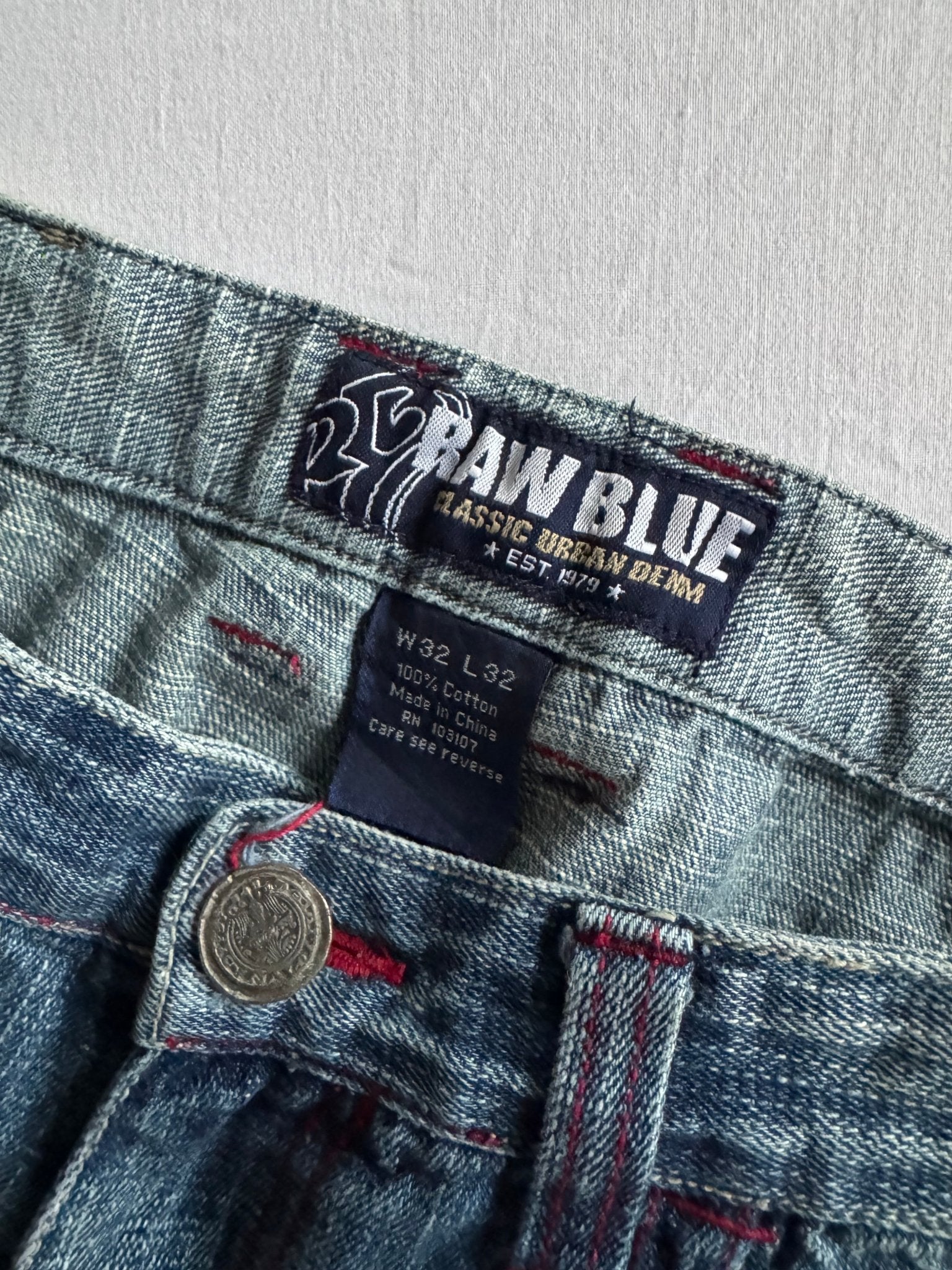 👖 Blugi Y2K Raw Blue Light Wash – Baggy Fit – W32 x L32 - anbracaminte