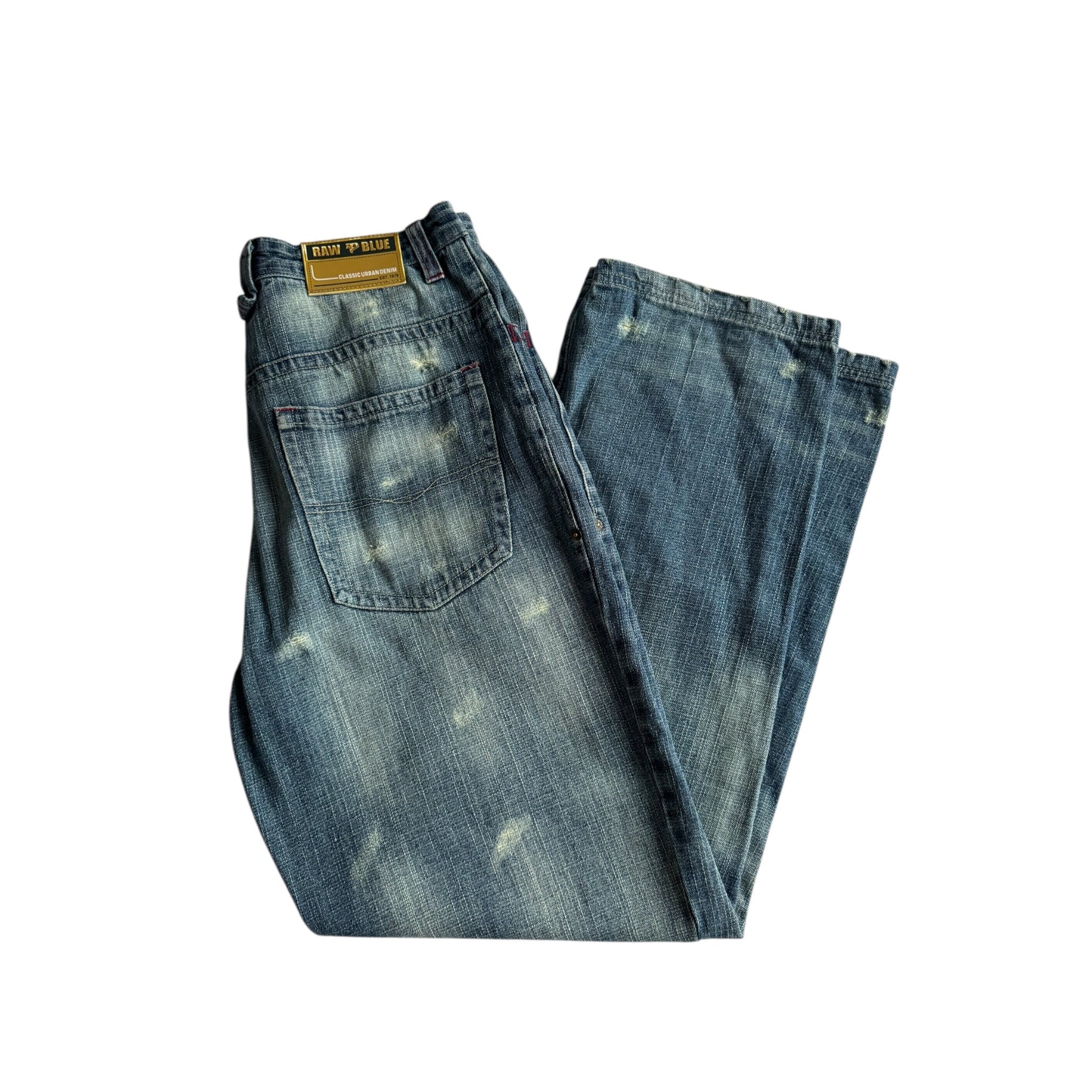 👖 Blugi Y2K Raw Blue Light Wash – Baggy Fit – W32 x L32 - anbracaminte