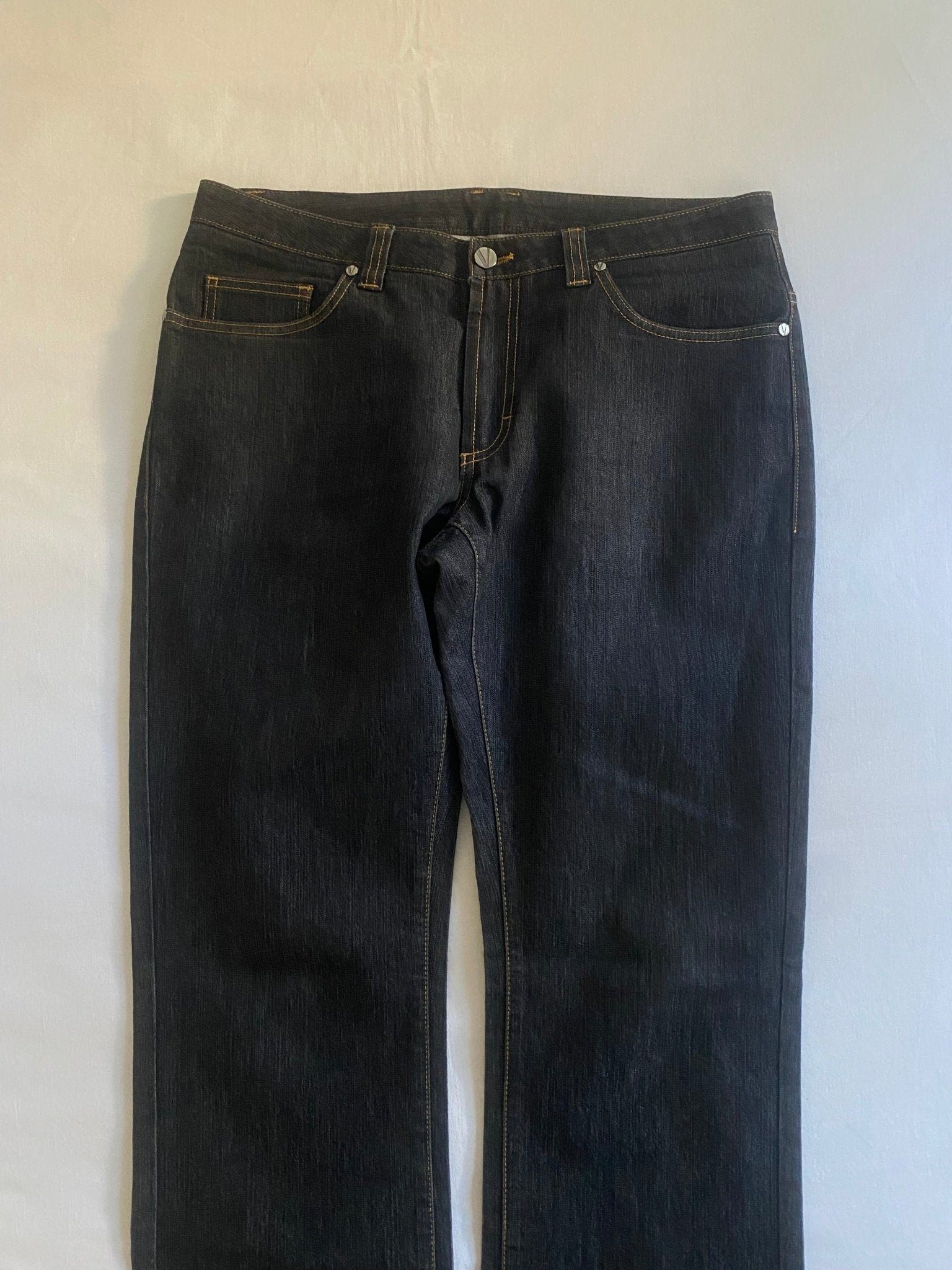 Blugi Y2K Versace din denim albastru închis – Mărimea 33 – Made in Italy - anbracaminte