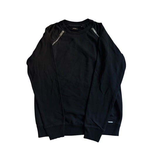⛽️ Bluză Diesel crewneck neagră cu fermoare – mărimea L - anbracaminte