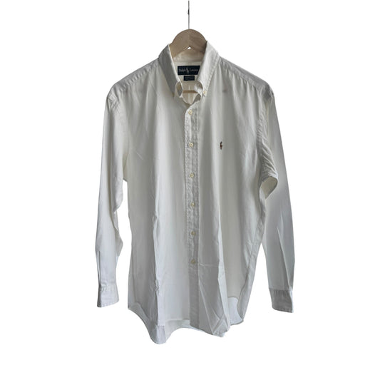 🐴 Cămașă Albă Polo Ralph Lauren Vintage Relaxed Fit – M Bărbați - anbracaminte