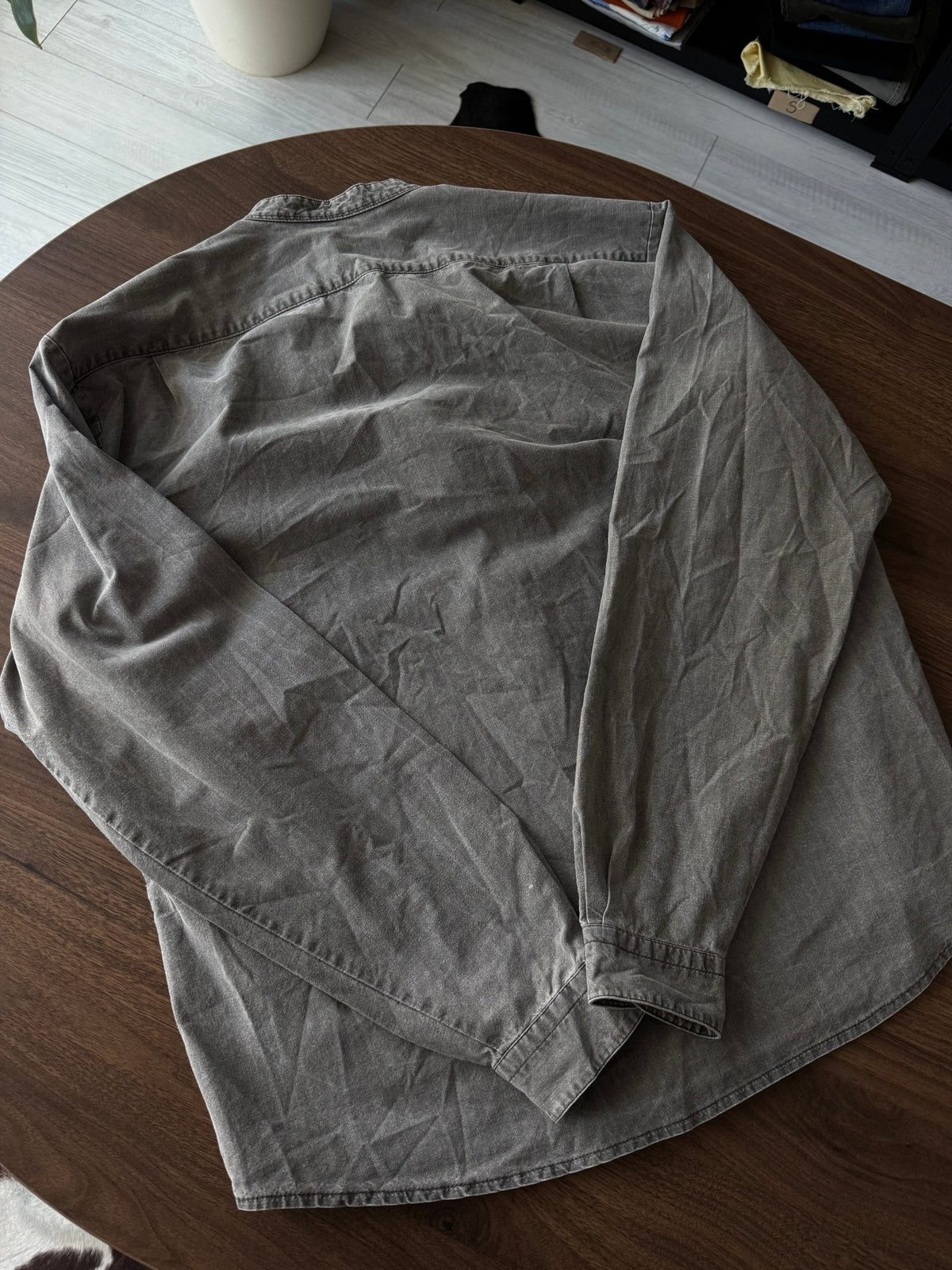 Cămașă Bumbac Gri Asimetrică Utility Style Vintage Anii '80 | L Bărbați (XL) - anbracaminte