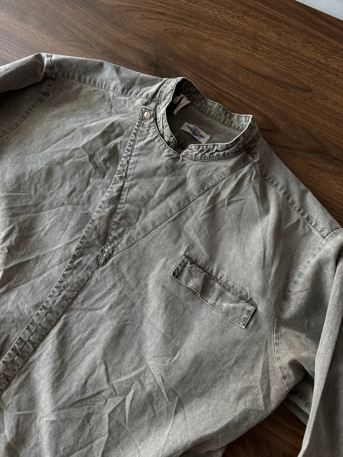 Cămașă Bumbac Gri Asimetrică Utility Style Vintage Anii '80 | L Bărbați (XL) - anbracaminte