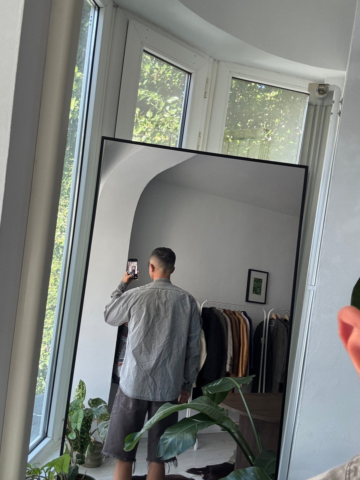 Cămașă Bumbac Gri Asimetrică Utility Style Vintage Anii '80 | L Bărbați (XL) - anbracaminte