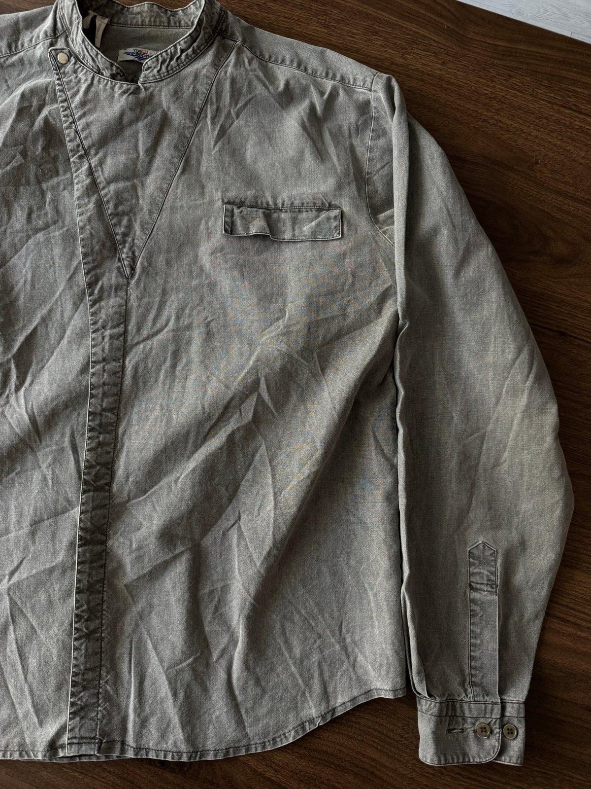 Cămașă Bumbac Gri Asimetrică Utility Style Vintage Anii '80 | L Bărbați (XL) - anbracaminte