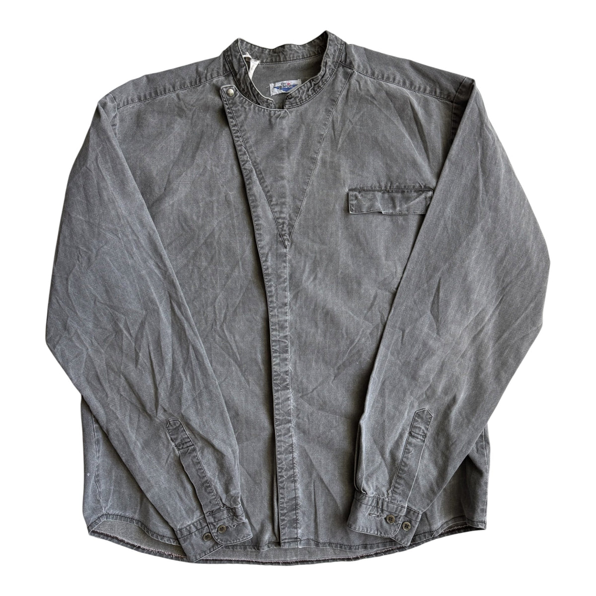Cămașă Bumbac Gri Asimetrică Utility Style Vintage Anii '80 | L Bărbați (XL) - anbracaminte