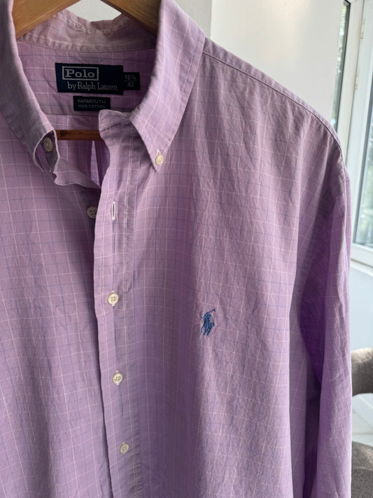 🐴 Cămașă Carouri Lila Polo Ralph Lauren Vintage | Relaxed Fit – L Bărbați - anbracaminte