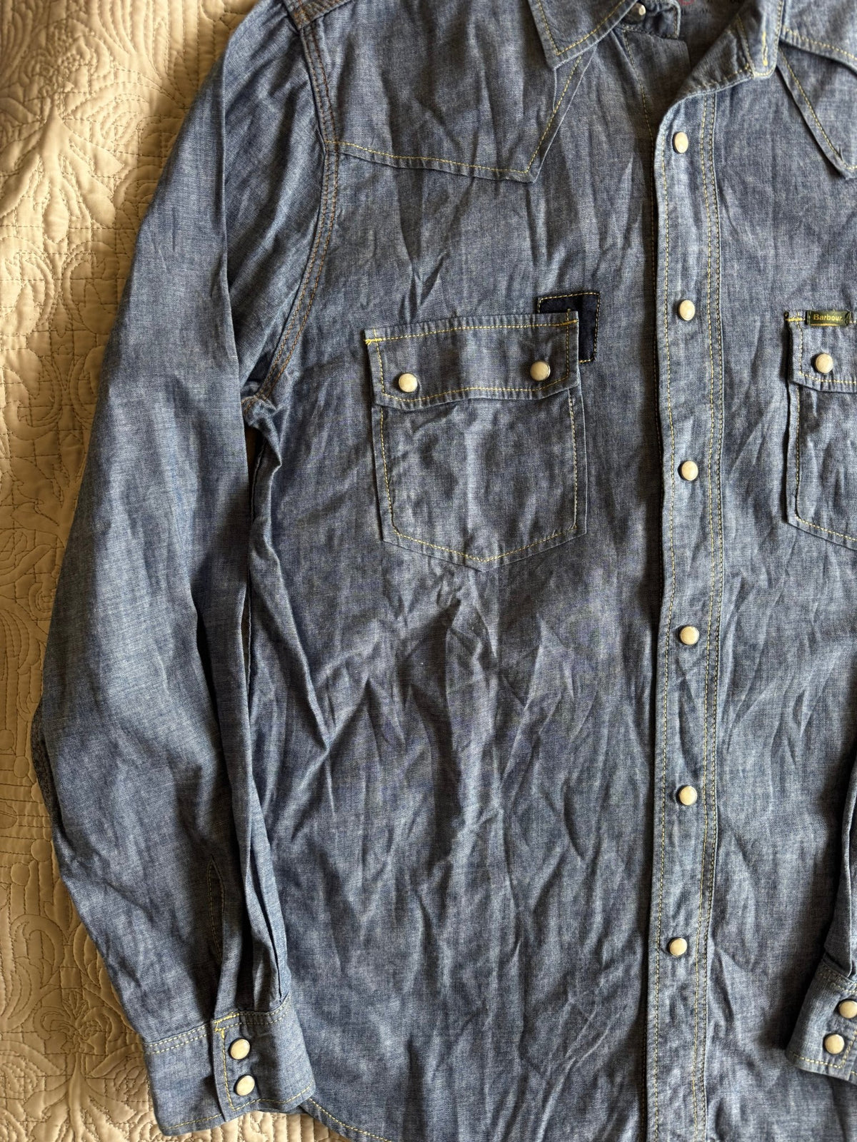 Cămașă Denim Barbour Steve McQueen Collection | Pearl Snap Buttons | L Bărbați - anbracaminte