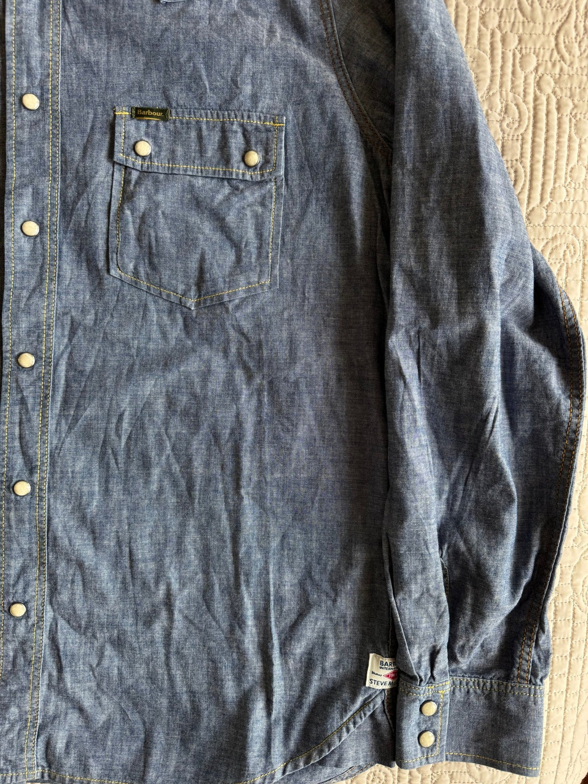 Cămașă Denim Barbour Steve McQueen Collection | Pearl Snap Buttons | L Bărbați - anbracaminte