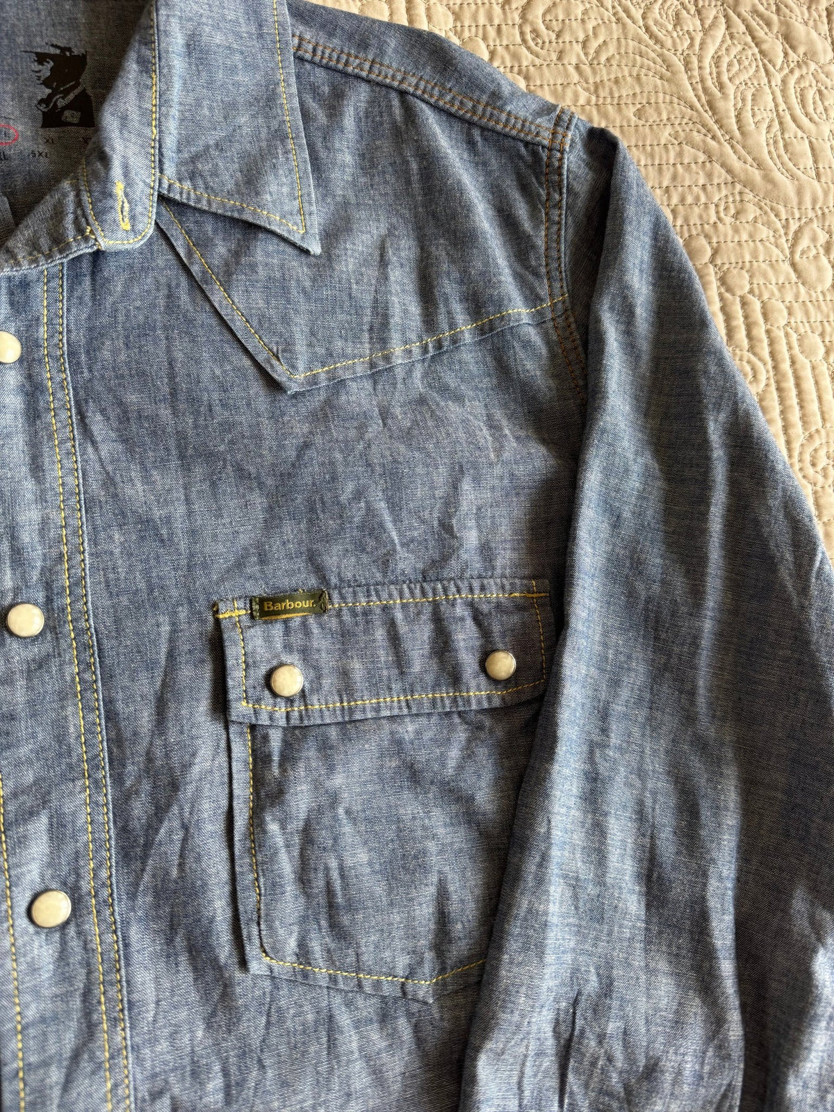 Cămașă Denim Barbour Steve McQueen Collection | Pearl Snap Buttons | L Bărbați - anbracaminte