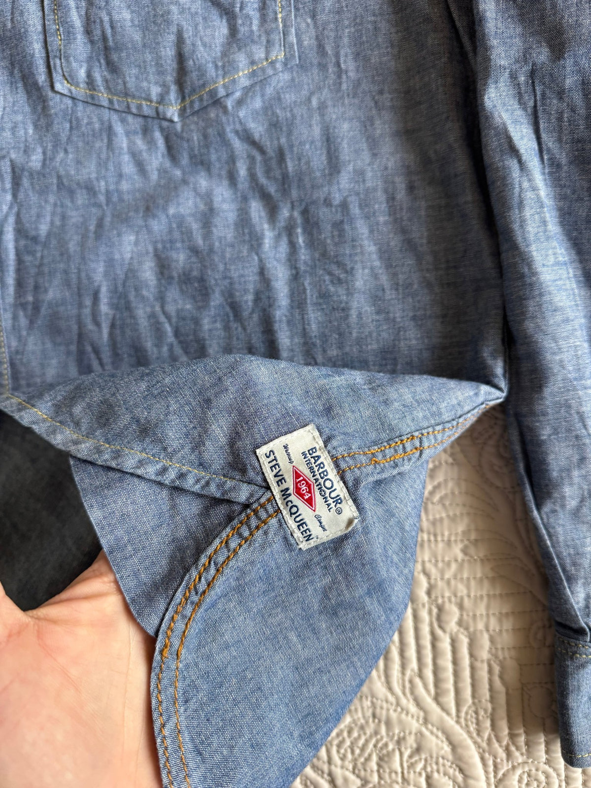 Cămașă Denim Barbour Steve McQueen Collection | Pearl Snap Buttons | L Bărbați - anbracaminte