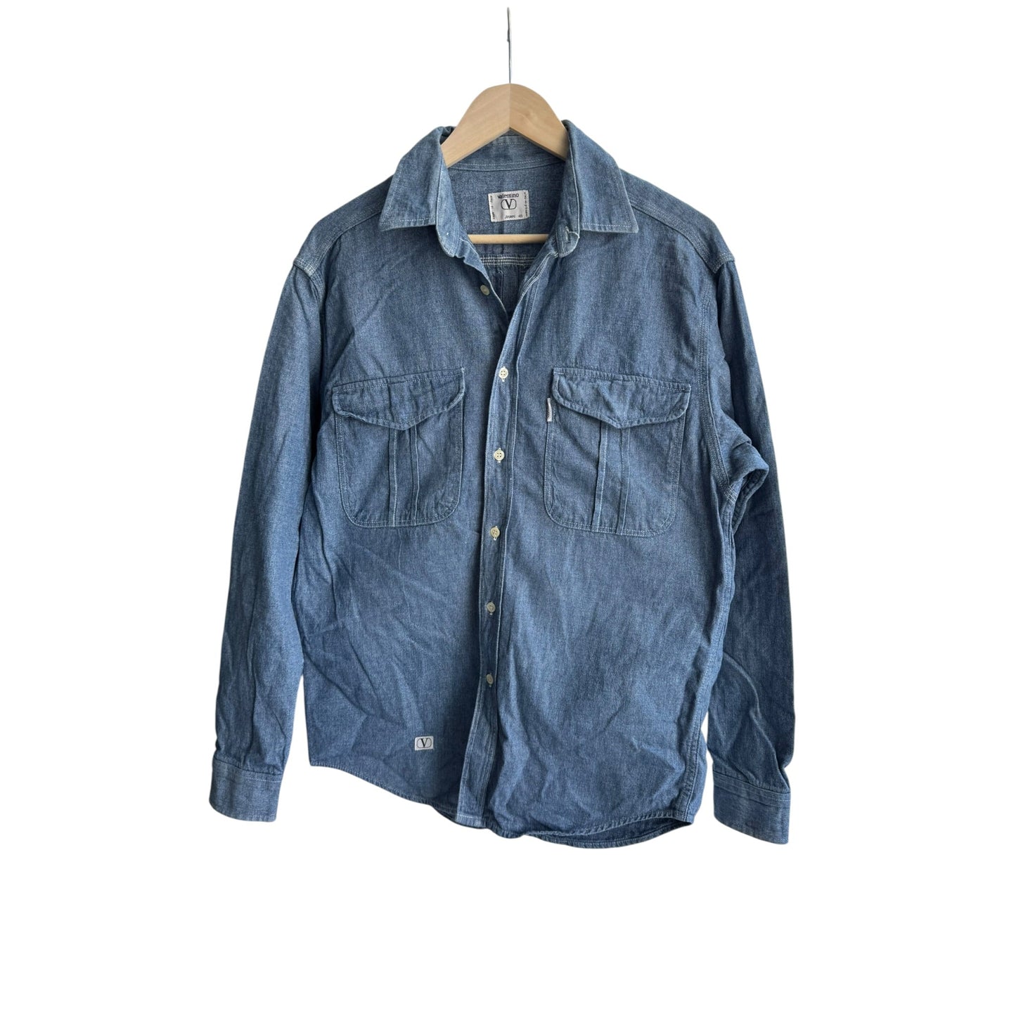 🤠 Cămașă Denim Vintage 80’s Valentino – M (40) – Made in Italy - anbracaminte