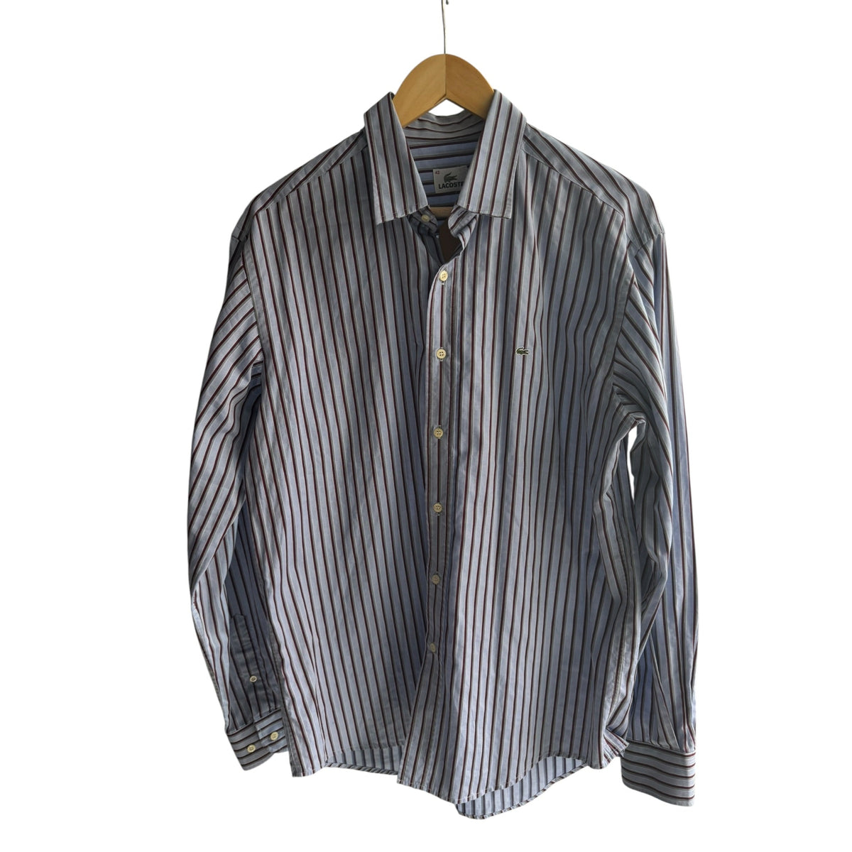 🐊 Cămașă Dungi Verticale Lacoste Vintage – L Bărbați - anbracaminte