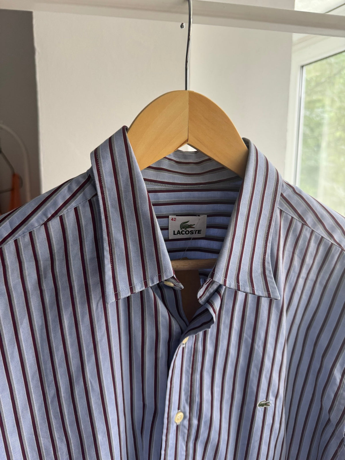 🐊 Cămașă Dungi Verticale Lacoste Vintage – L Bărbați - anbracaminte