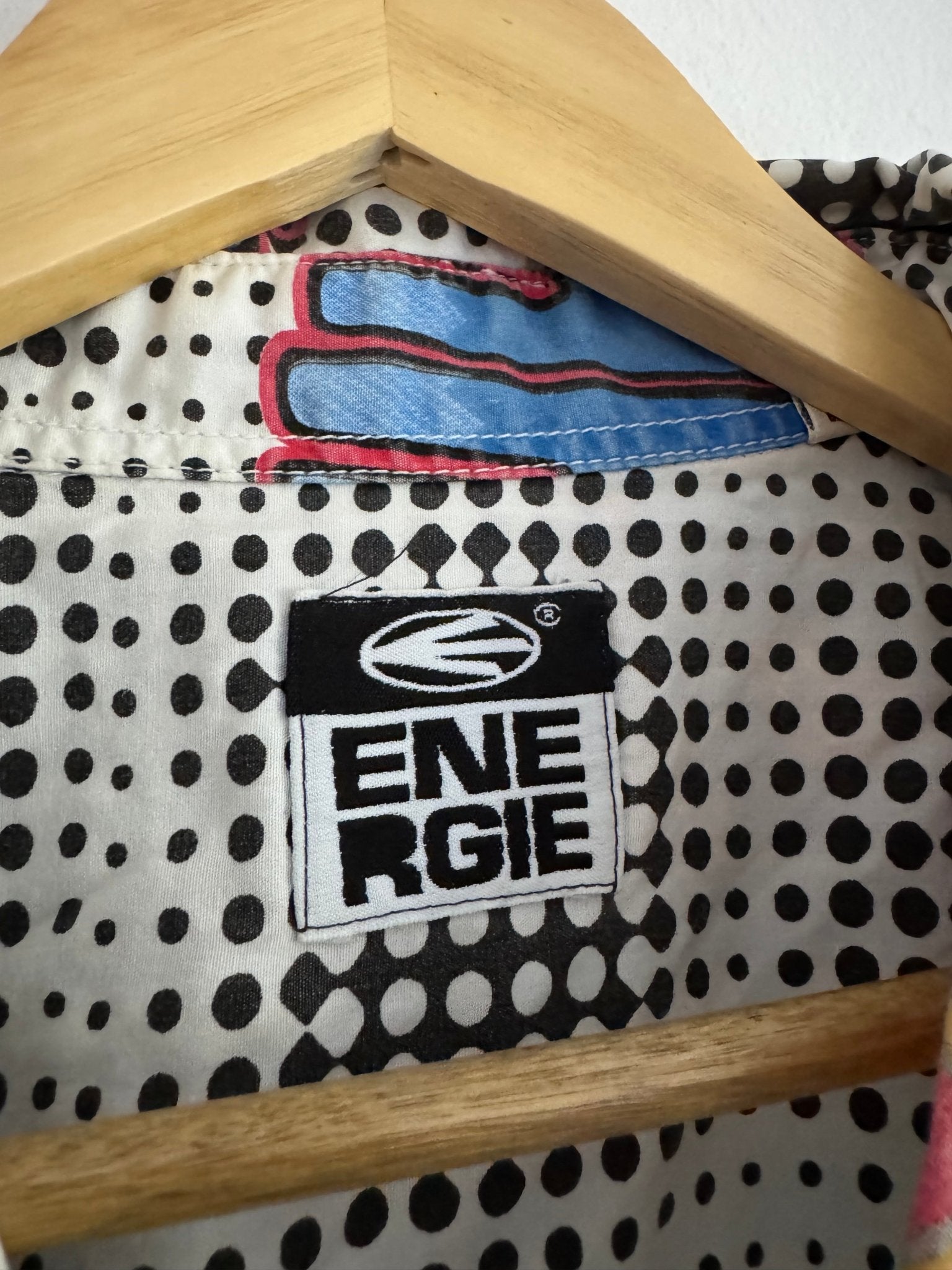 👕 Cămașă Energie cu imprimeu all - over alb - negru – Mărimea L – Made in Italy - anbracaminte