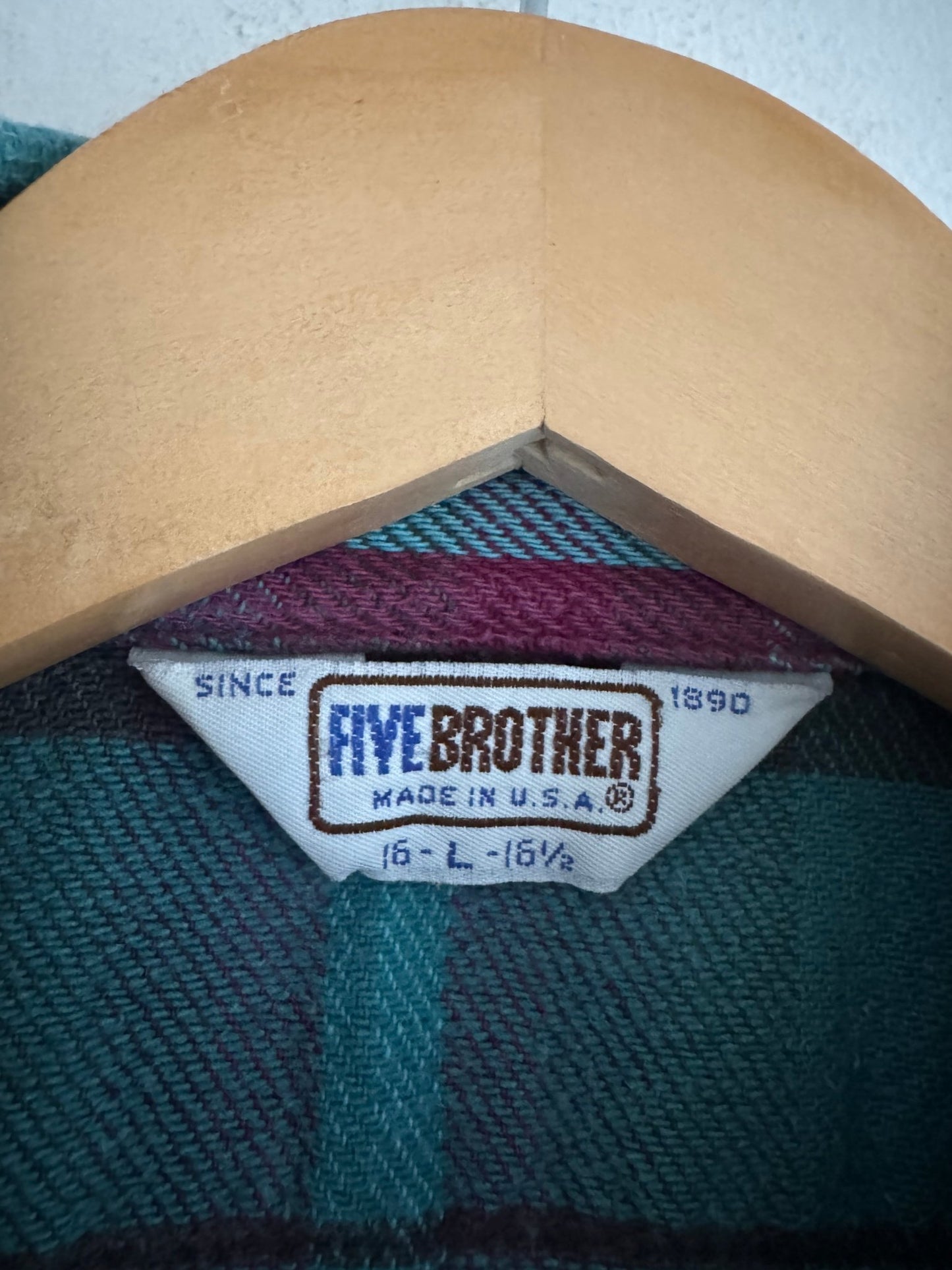 👕 Cămașă Flannel Five Brother anii ’70 – Made in USA – M Bărbați - anbracaminte