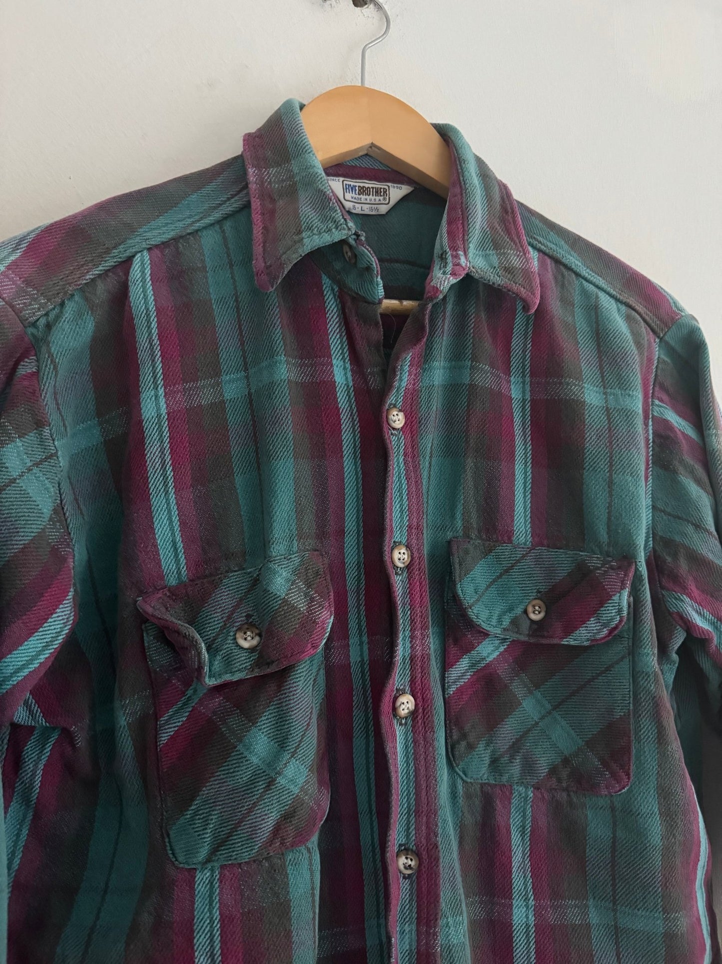👕 Cămașă Flannel Five Brother anii ’70 – Made in USA – M Bărbați - anbracaminte