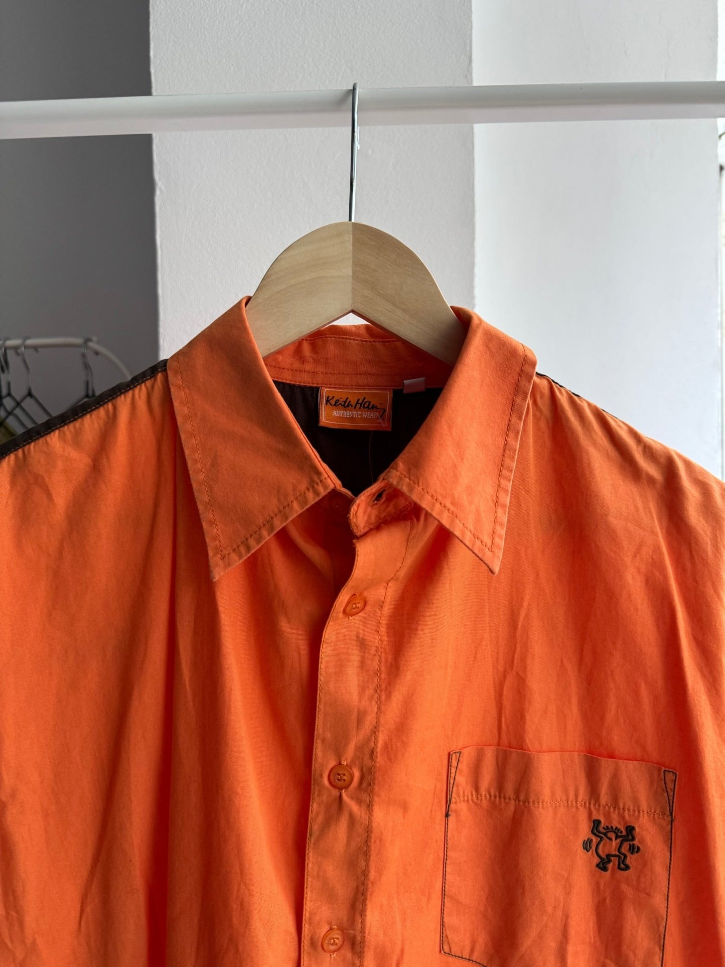 🍊 Cămașă Keith Haring Print Portocaliu Vintage | Bumbac – M - anbracaminte