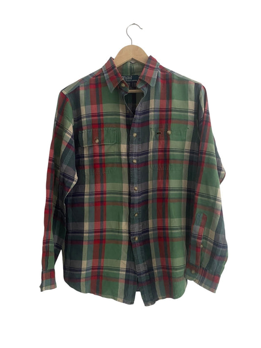 Cămașă Polo by Ralph Lauren – Flanelă Rugged din In și Mătase, Mărime M - anbracaminte