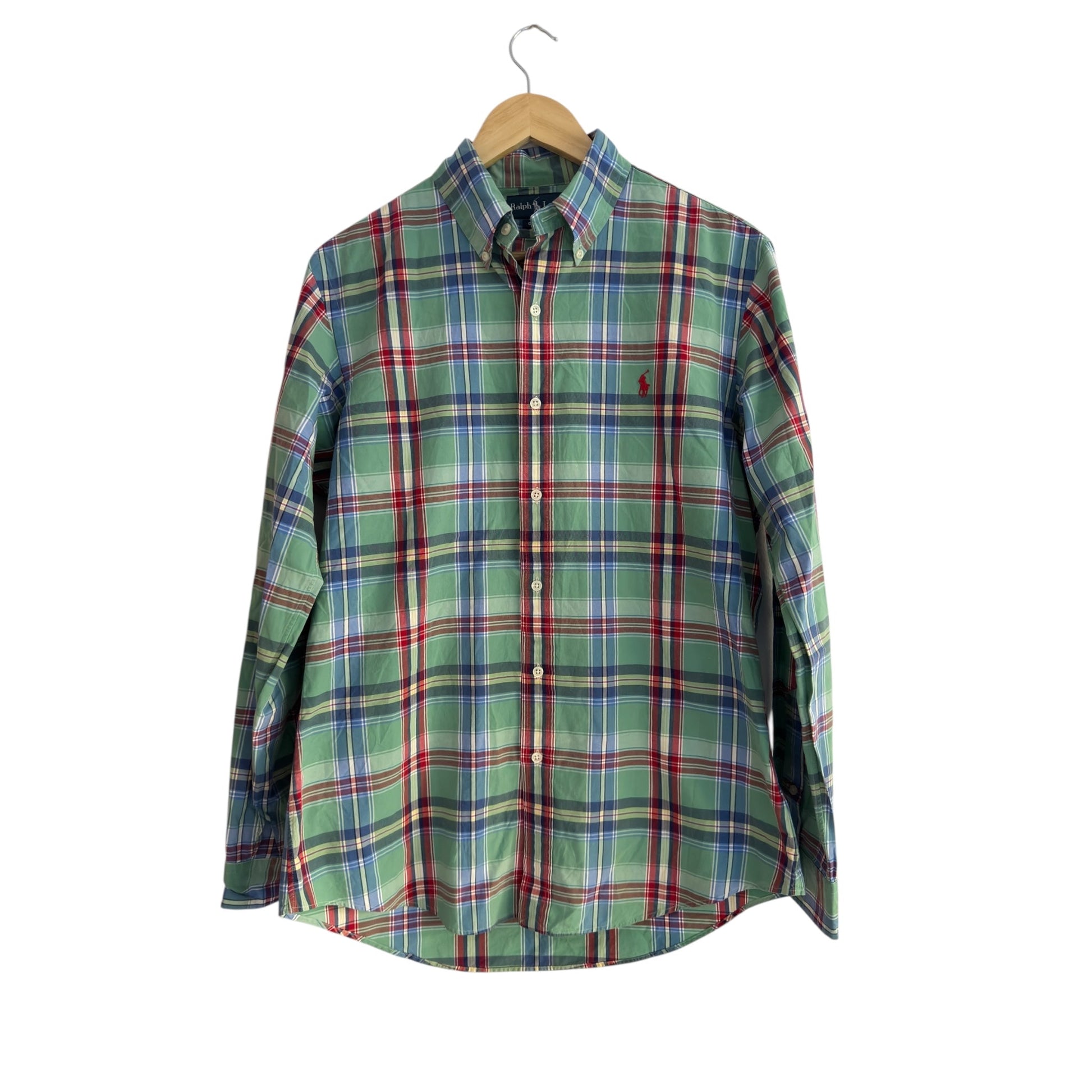 🐴 👔 Cămașă Ralph Lauren în carouri verde, albastru și roșu – Mărimea M - anbracaminte