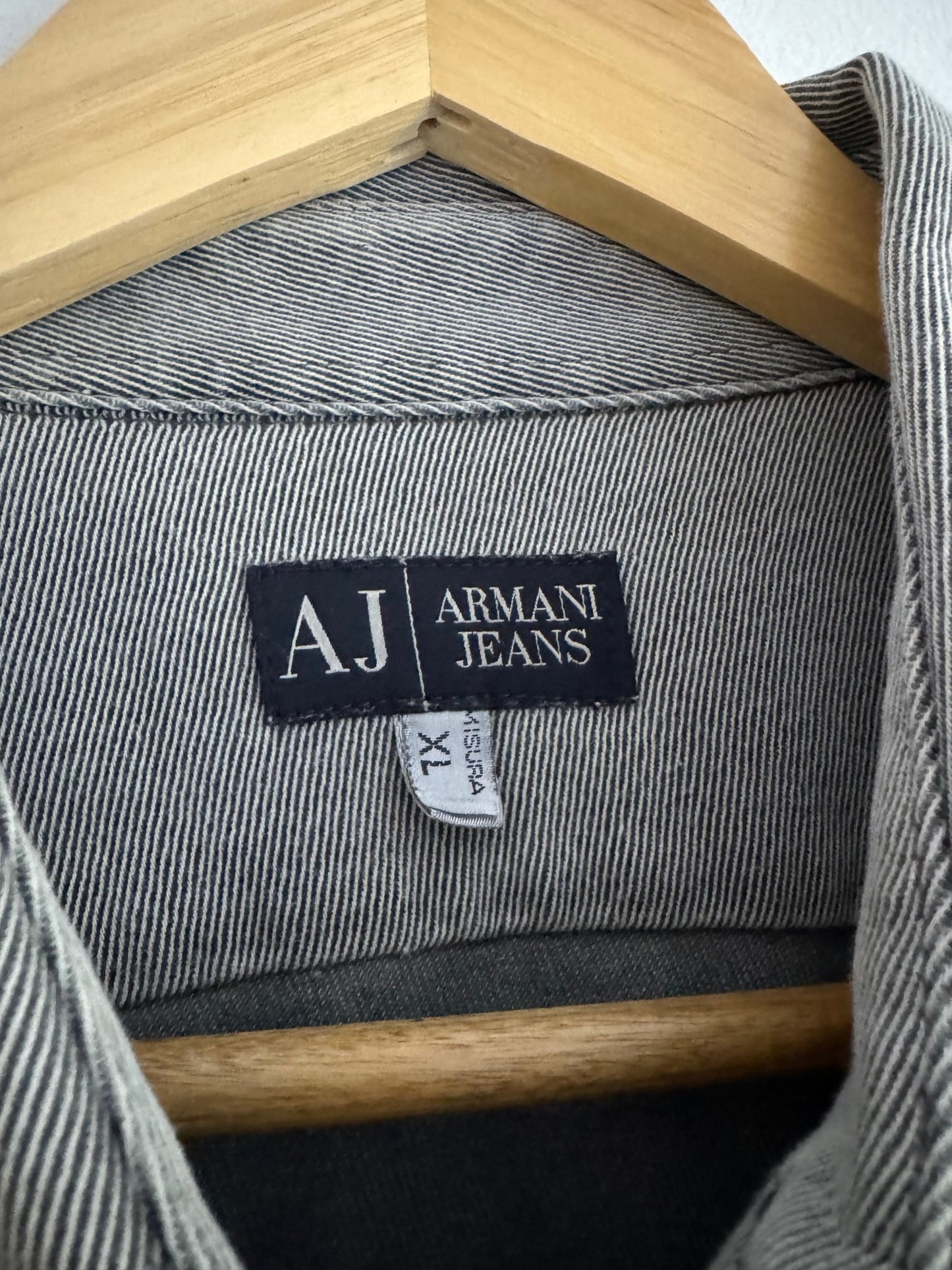 🦅 👔 Cămașă Vintage Armani gri metalic – Mărimea XL – Made in Romania - anbracaminte