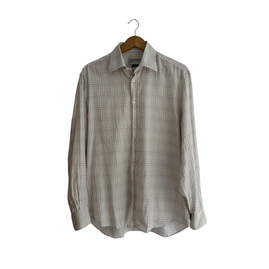 👔 Cămașă vintage Balmain albă în carouri (Mărime L) - anbracaminte