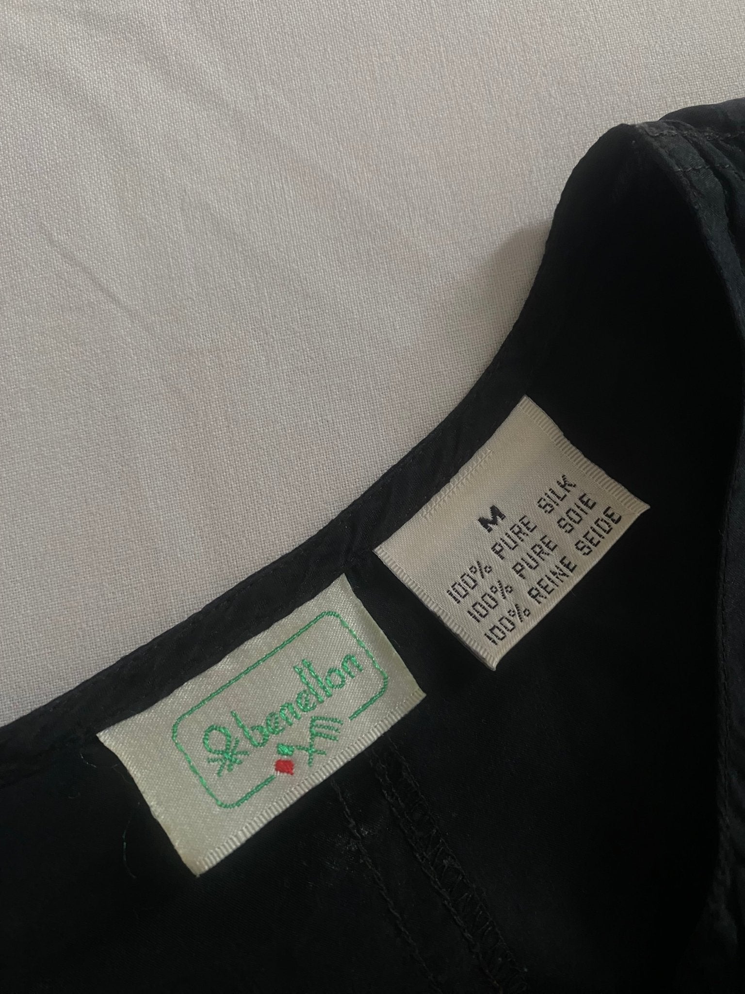 Cămașă Vintage Benetton 100% Mătase – Femei M - anbracaminte