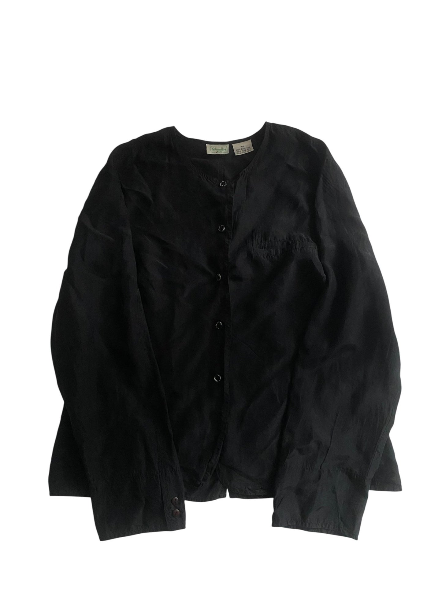 Cămașă Vintage Benetton 100% Mătase – Femei M - anbracaminte