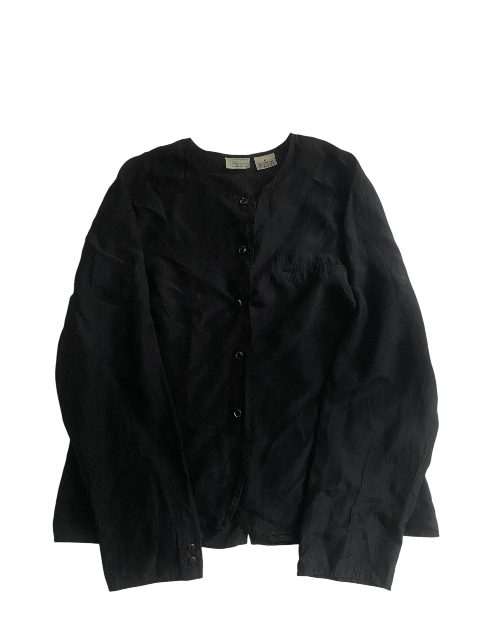 Cămașă Vintage Benetton 100% Mătase – Femei M - anbracaminte