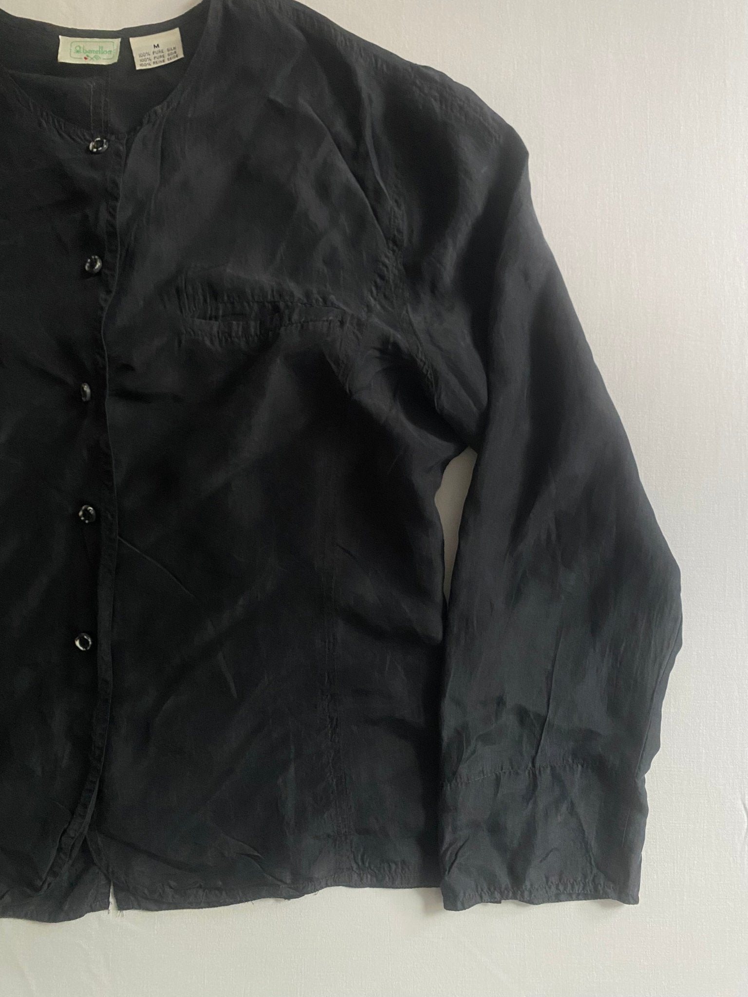 Cămașă Vintage Benetton 100% Mătase – Femei M - anbracaminte