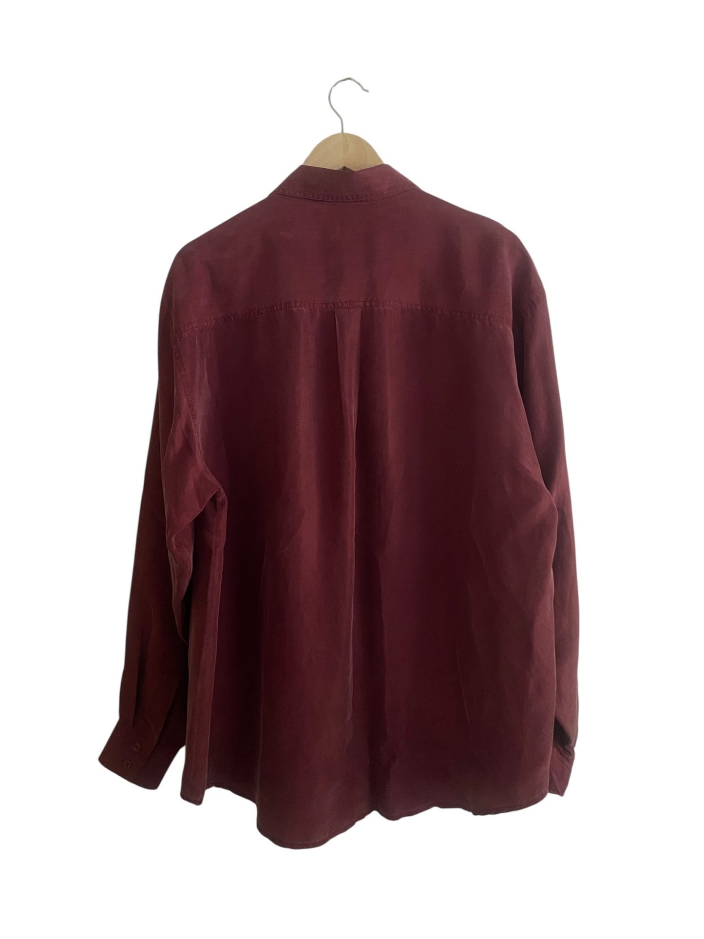 Cămașă Vintage Burgundy din Mătase – Mărime L - anbracaminte