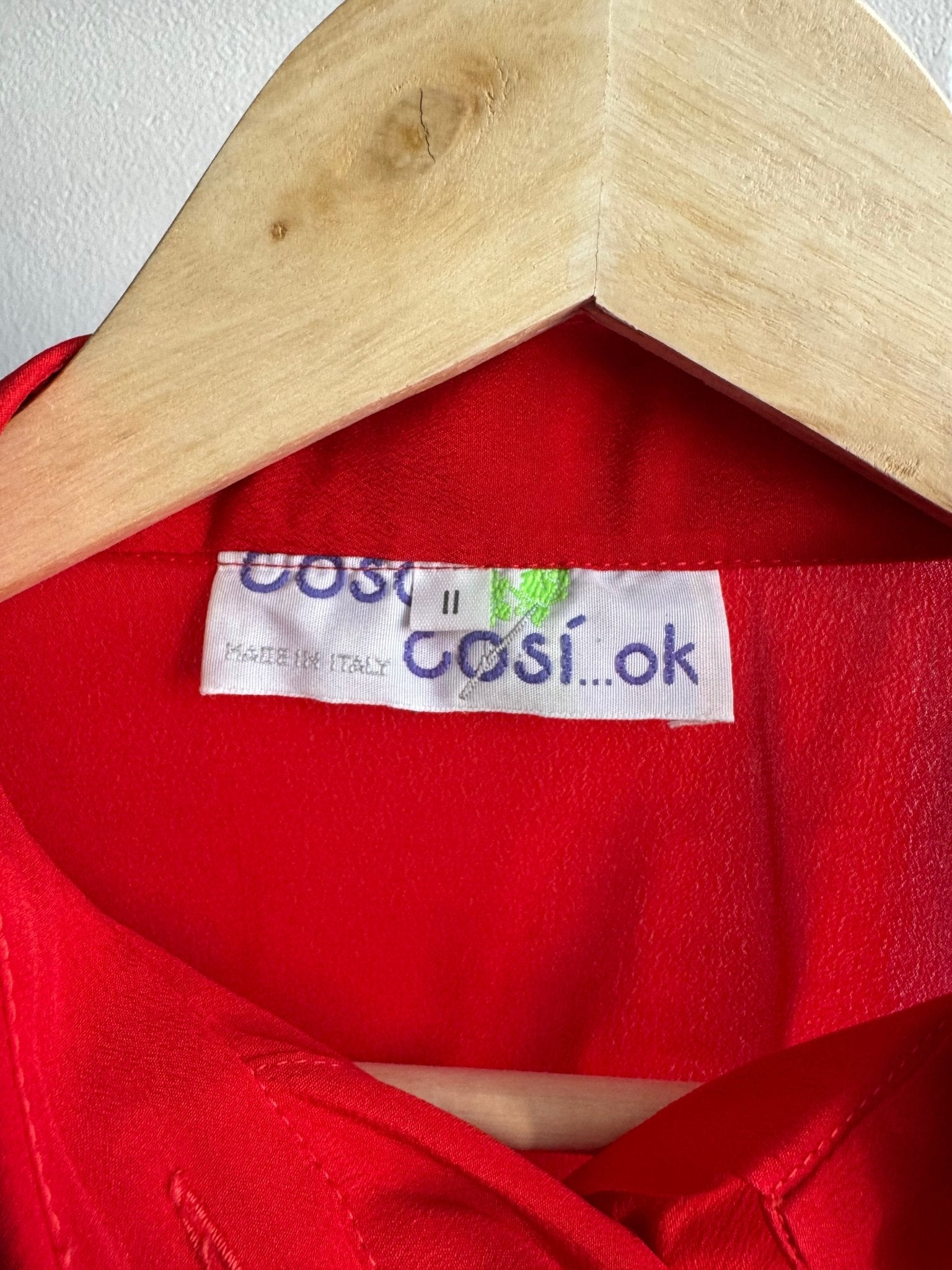 🍒 Cămașă Vintage Damă Roșie Blend Mătase – M – Made in Italy - anbracaminte