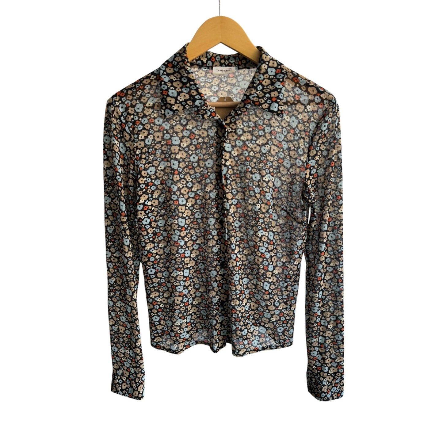 ✨ Cămașă Vintage Damă Stefanel Mesh Printed Floral – L – Made in Romania - anbracaminte