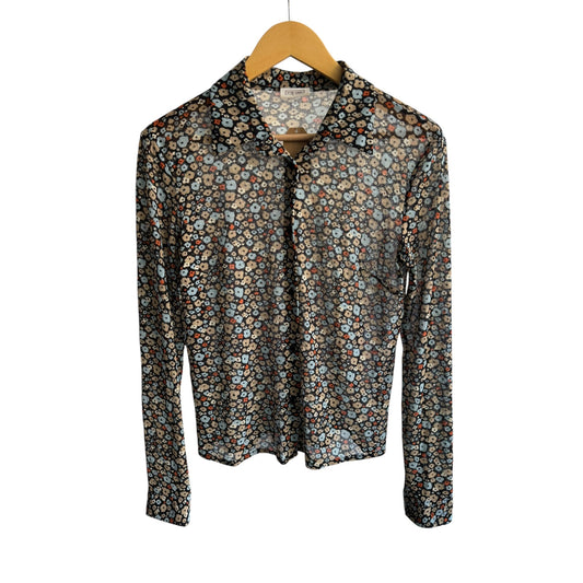 ✨ Cămașă Vintage Damă Stefanel Mesh Printed Floral – L – Made in Romania - anbracaminte