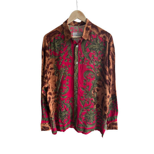 🐆 Cămașă Vintage Imprimeu Baroc & Animal Print | Made in Italy – L Bărbați - anbracaminte