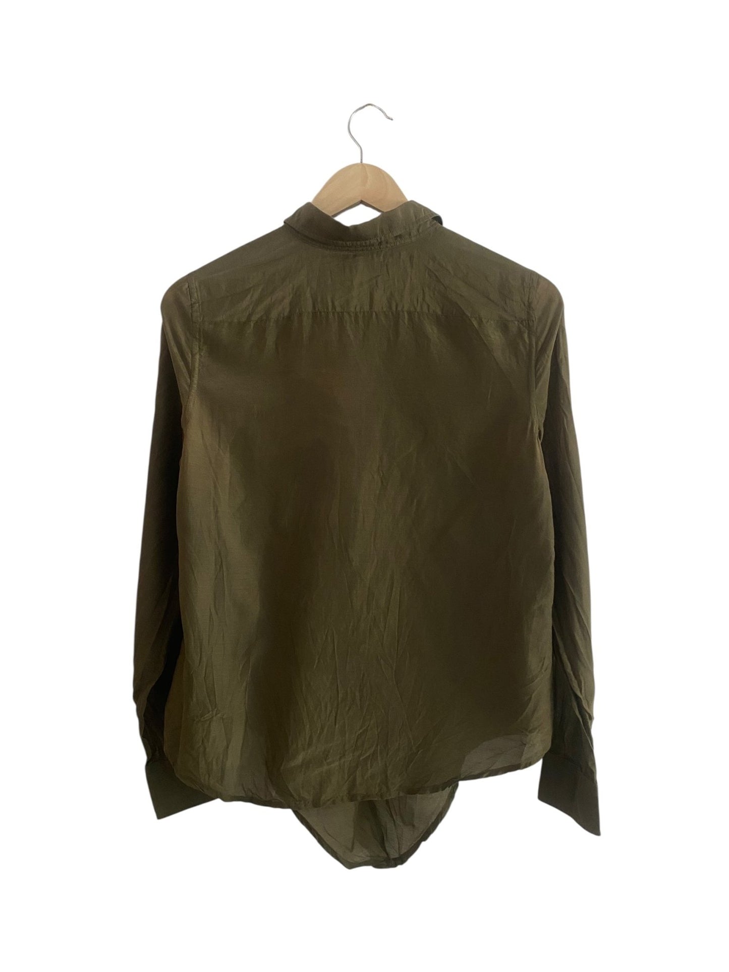 Cămașă Vintage Lauren by Ralph Lauren – Dark Olive – Bumbac & Mătase – Mărime XS - anbracaminte