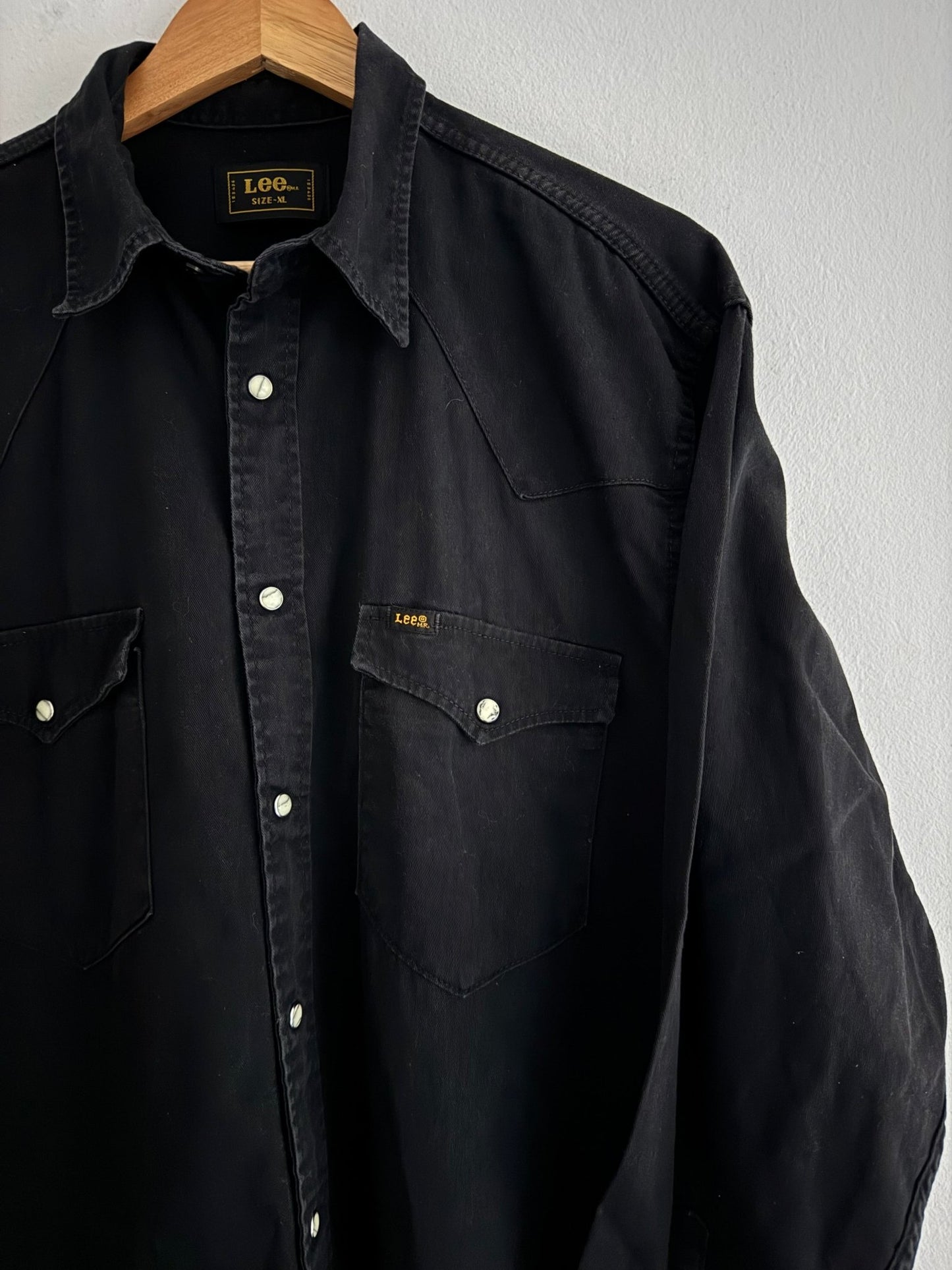 🤠 Cămașă vintage Lee Western din bumbac gros negru (Mărime XL) - anbracaminte