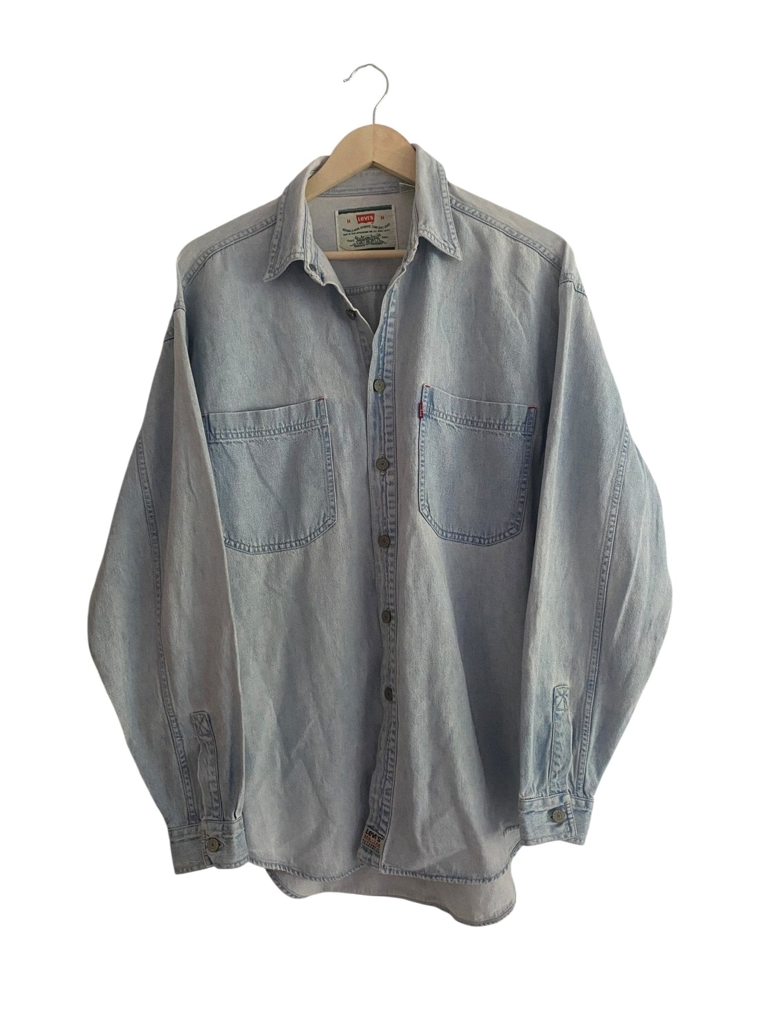 Cămașă Vintage Levi’s – Bumbac Heavy Washed, Albastru, Mărime M Oversized - anbracaminte