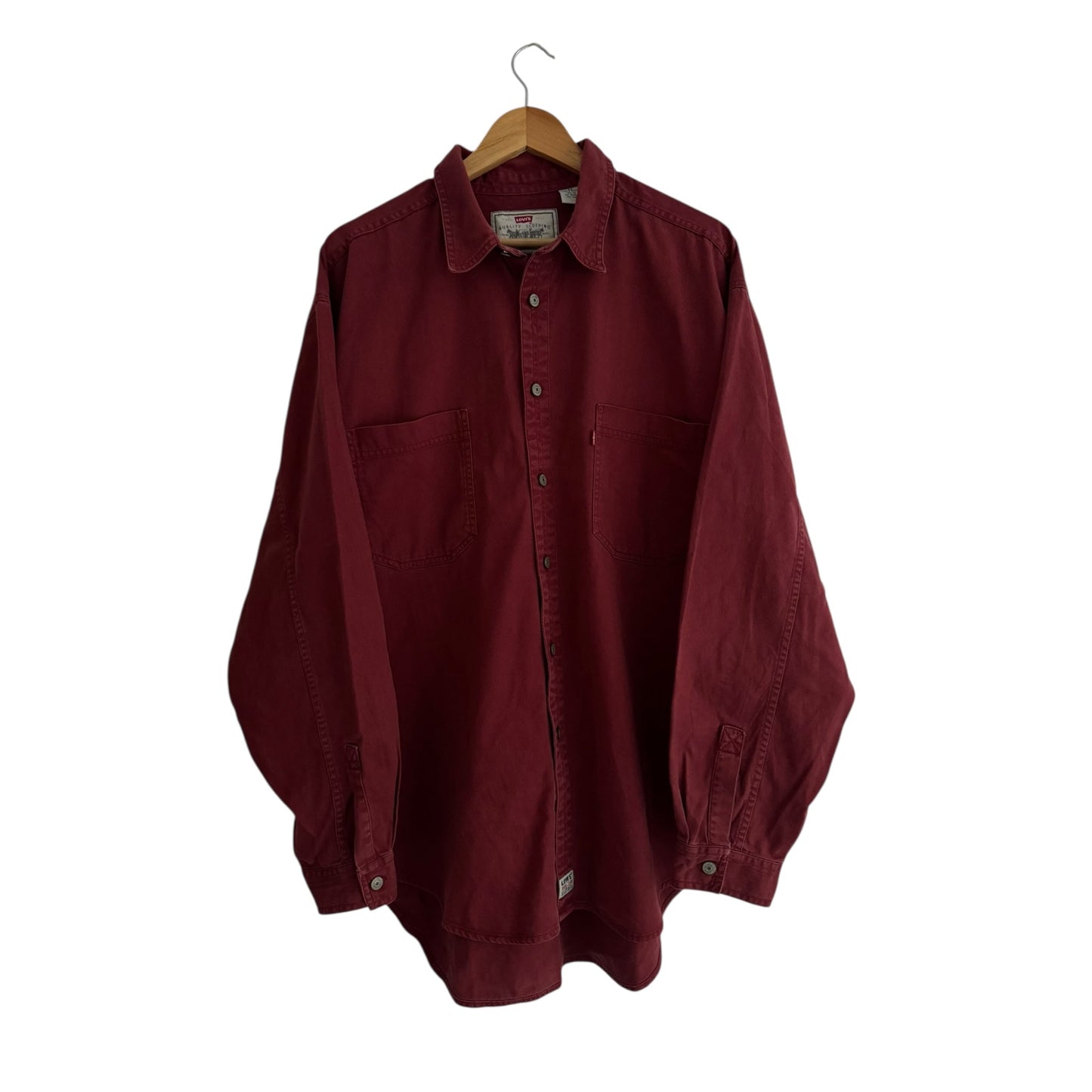 👕 Cămașă vintage Levi’s din bumbac gros, roșu cărămiziu (Mărime XL) - anbracaminte