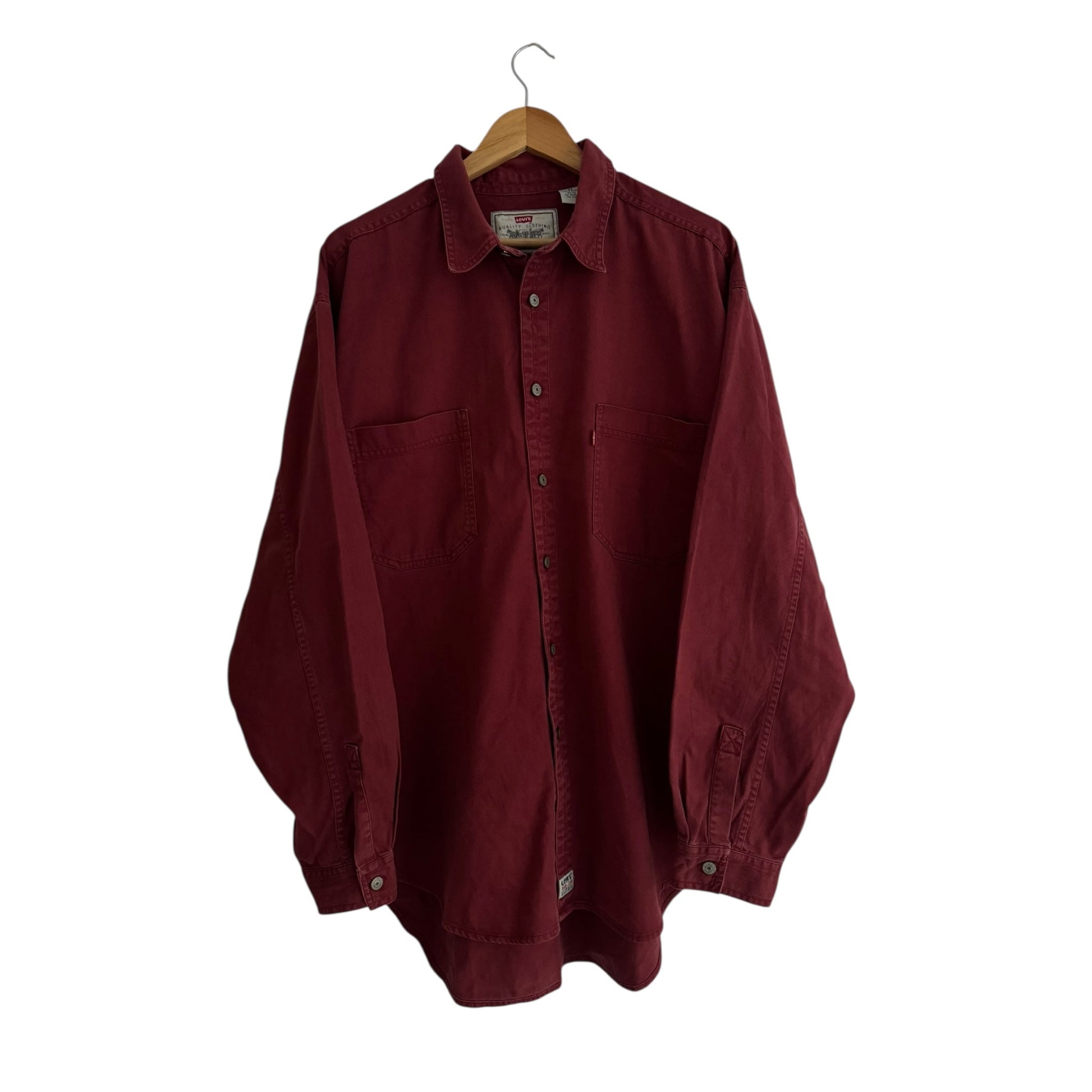 👕 Cămașă vintage Levi’s din bumbac gros, roșu cărămiziu (Mărime XL) - anbracaminte