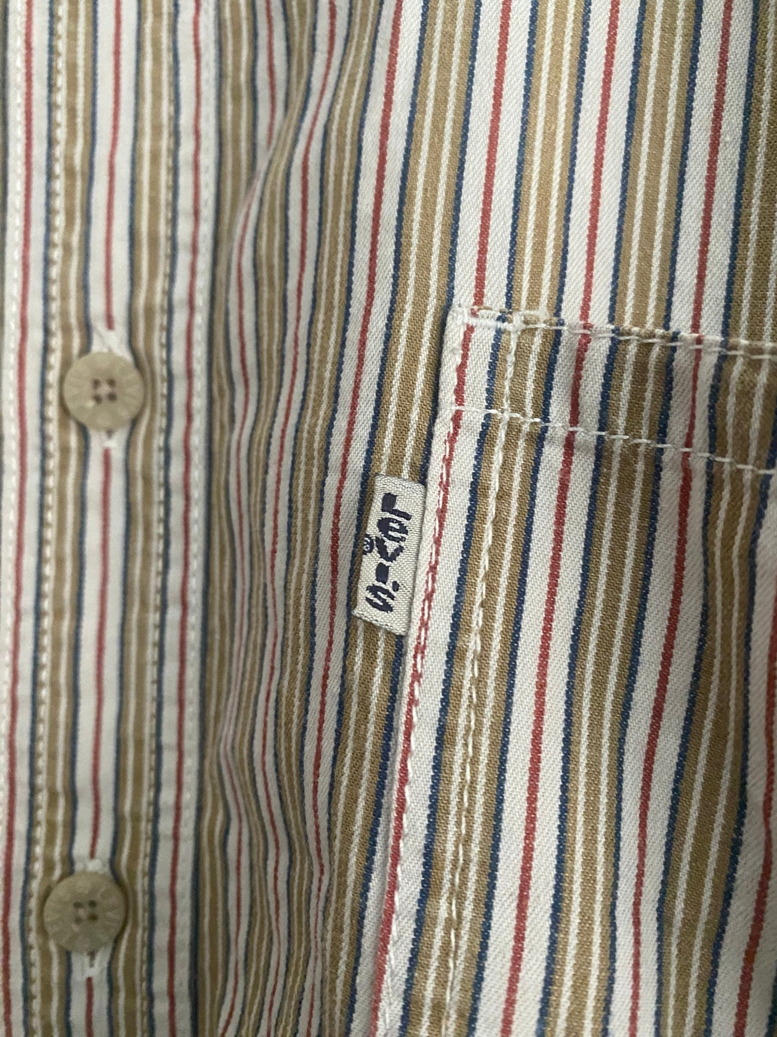 Cămașă Vintage Levi’s – Guler Mandarin, Dungi Fine, Mărime L Oversized - anbracaminte