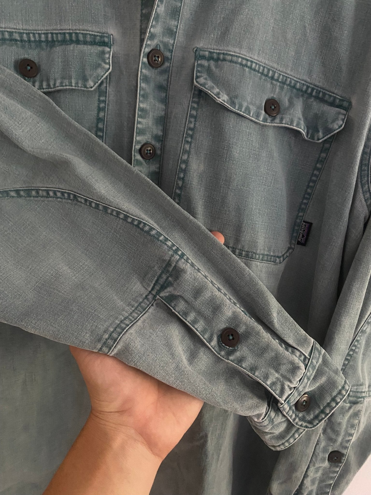 Cămașă Vintage Patagonia – Bumbac Heavy, Ocean Blue, Mărime M - anbracaminte
