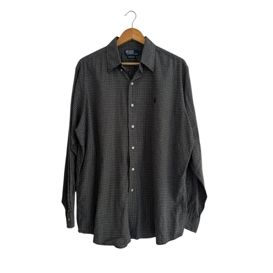 👔 Cămașă vintage Polo by Ralph Lauren Ellington neagră în carouri (Mărime L) - anbracaminte
